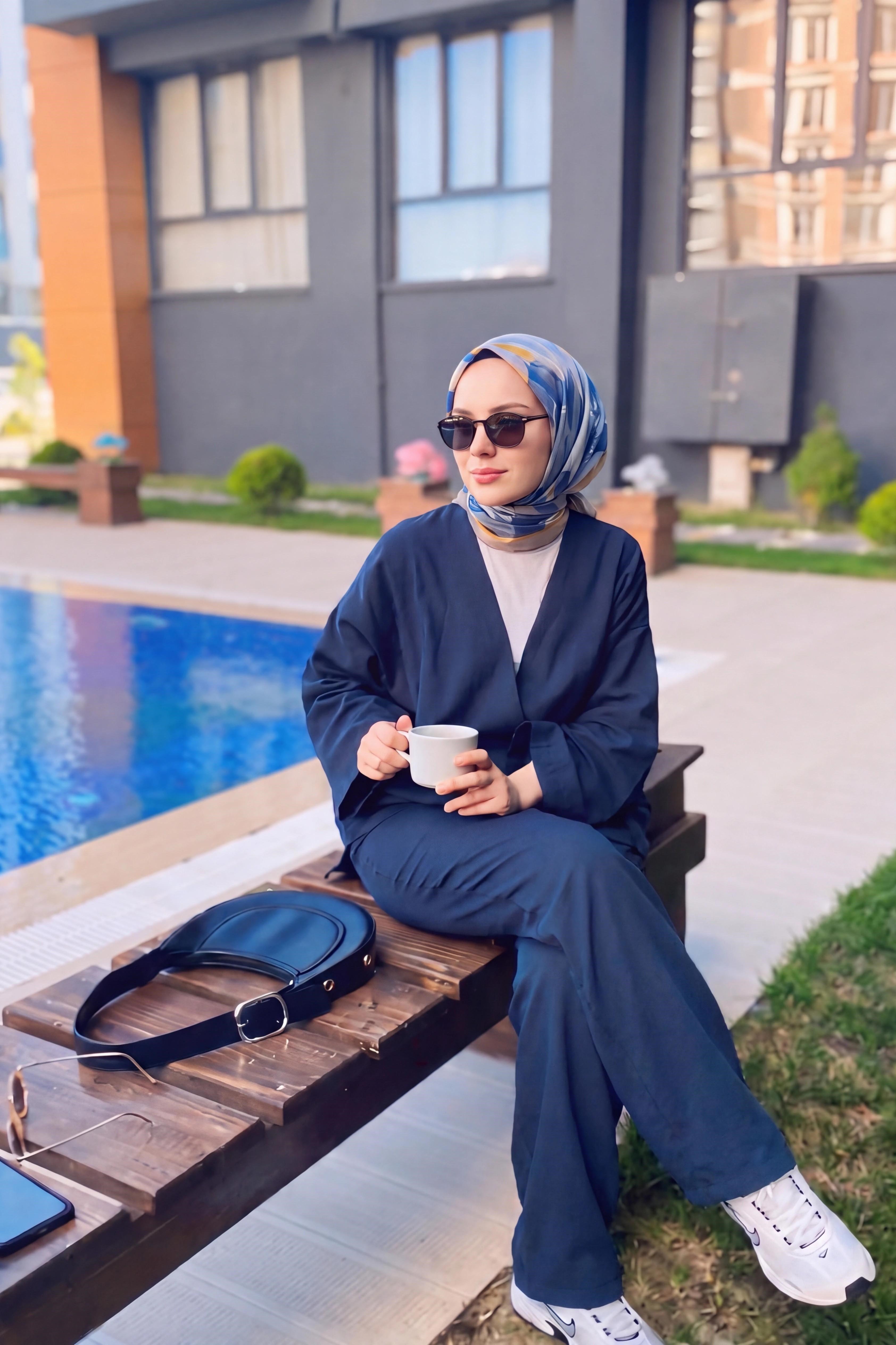 161039-08Velora Eşarp Fırça Desen İndigo