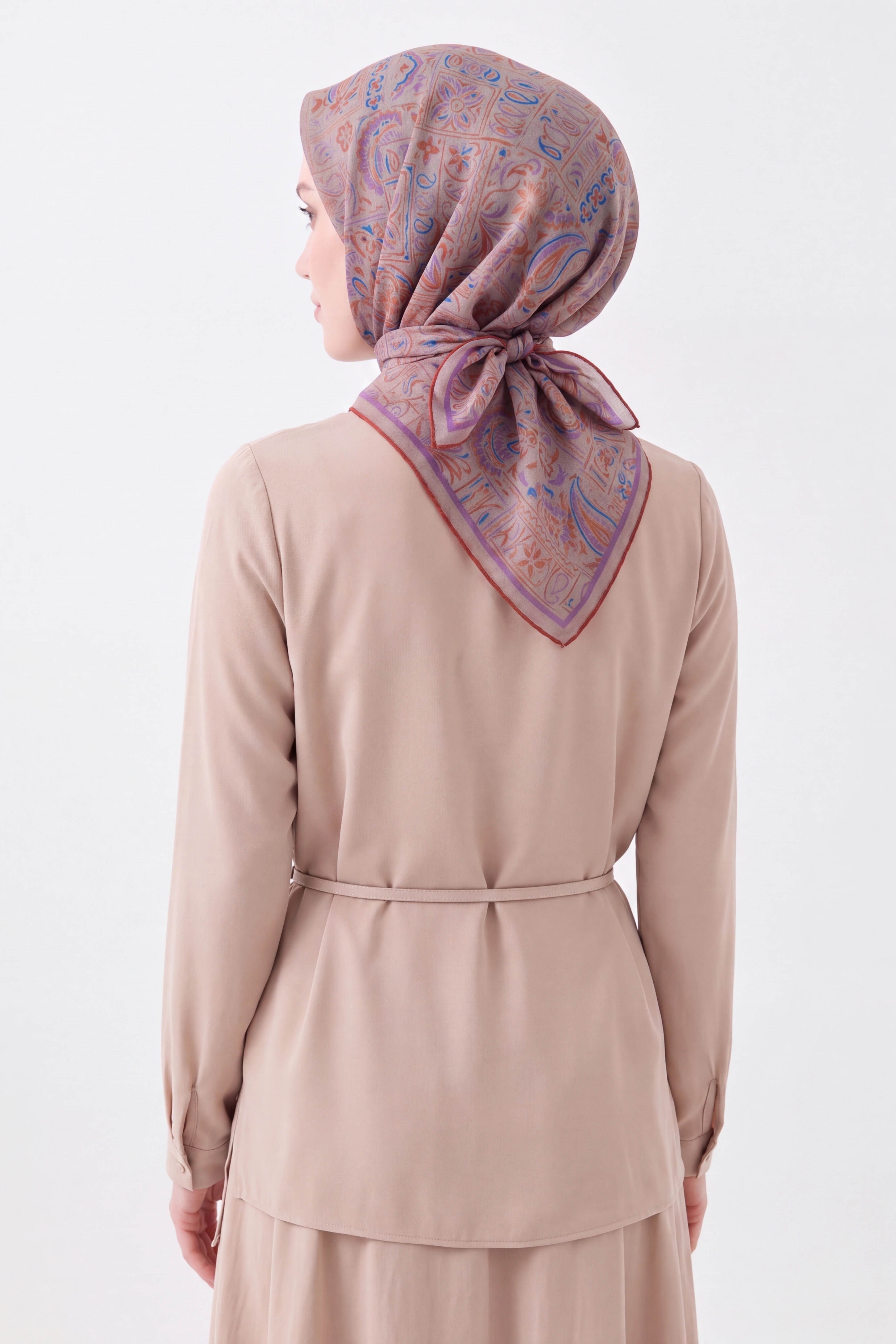73165-10Soft Eşarp Etnik Vizon