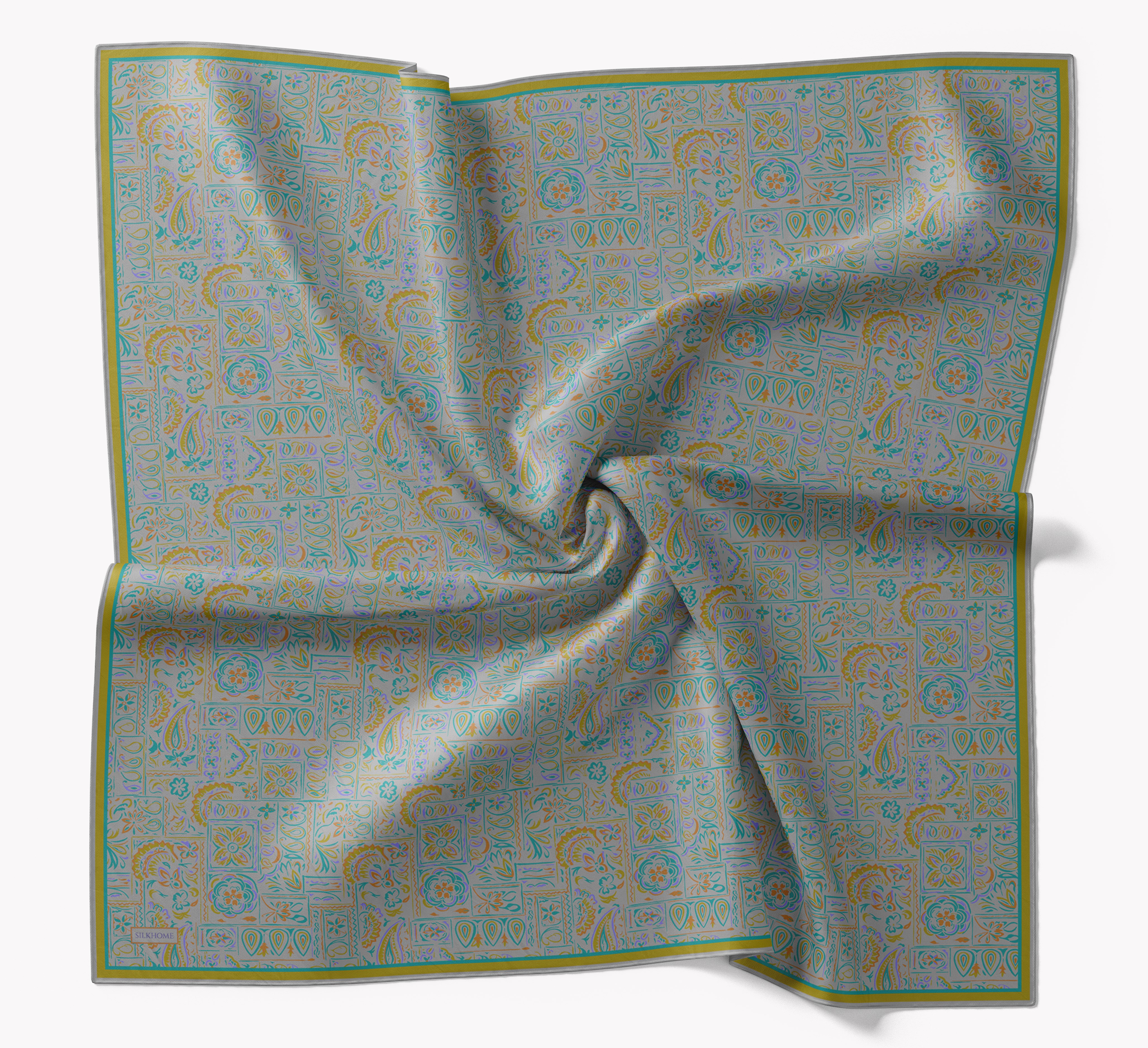 73165-12Soft Eşarp Etnik Mavi Gri