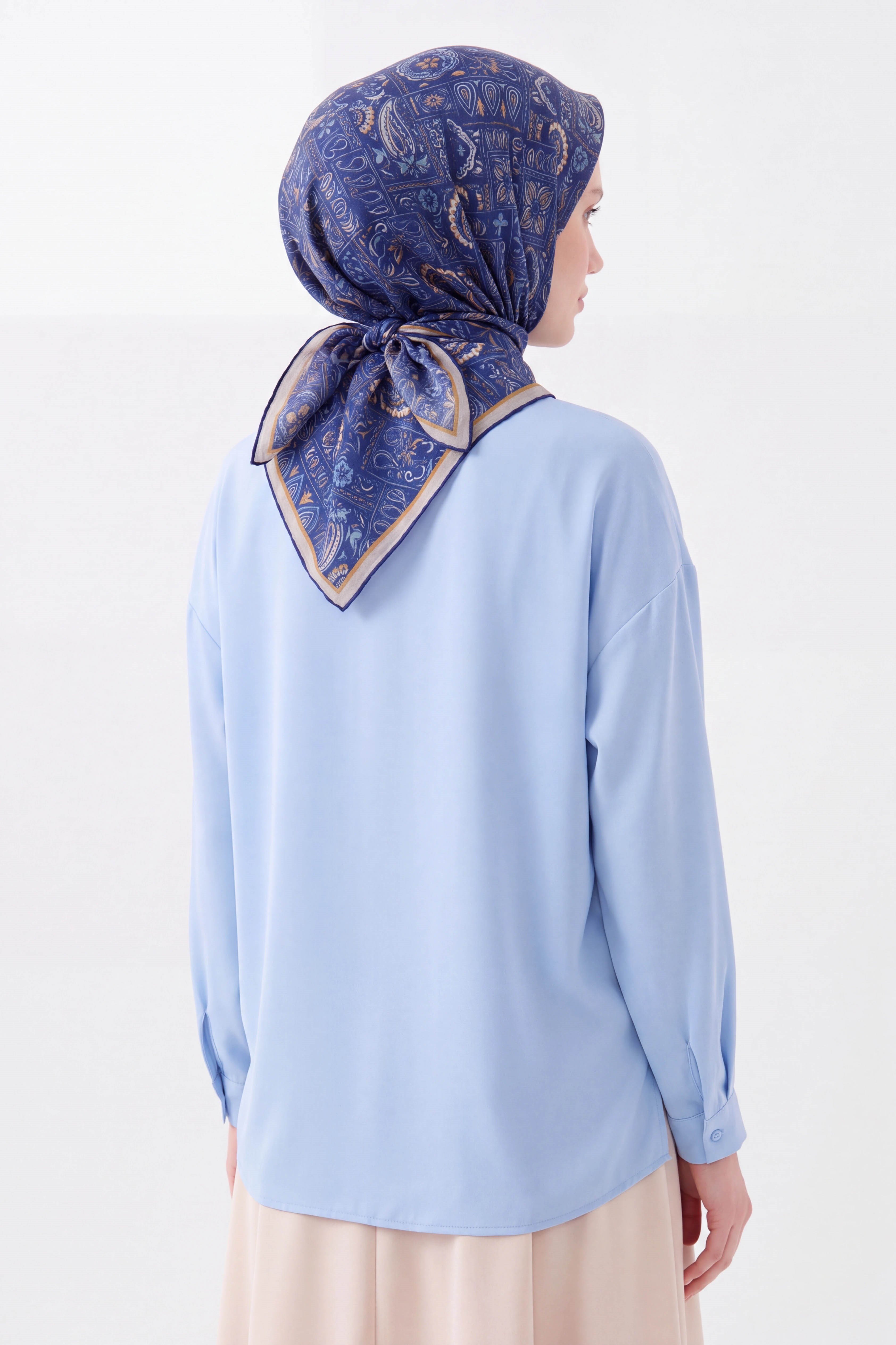 73165-15Soft Eşarp Etnik Lacivert