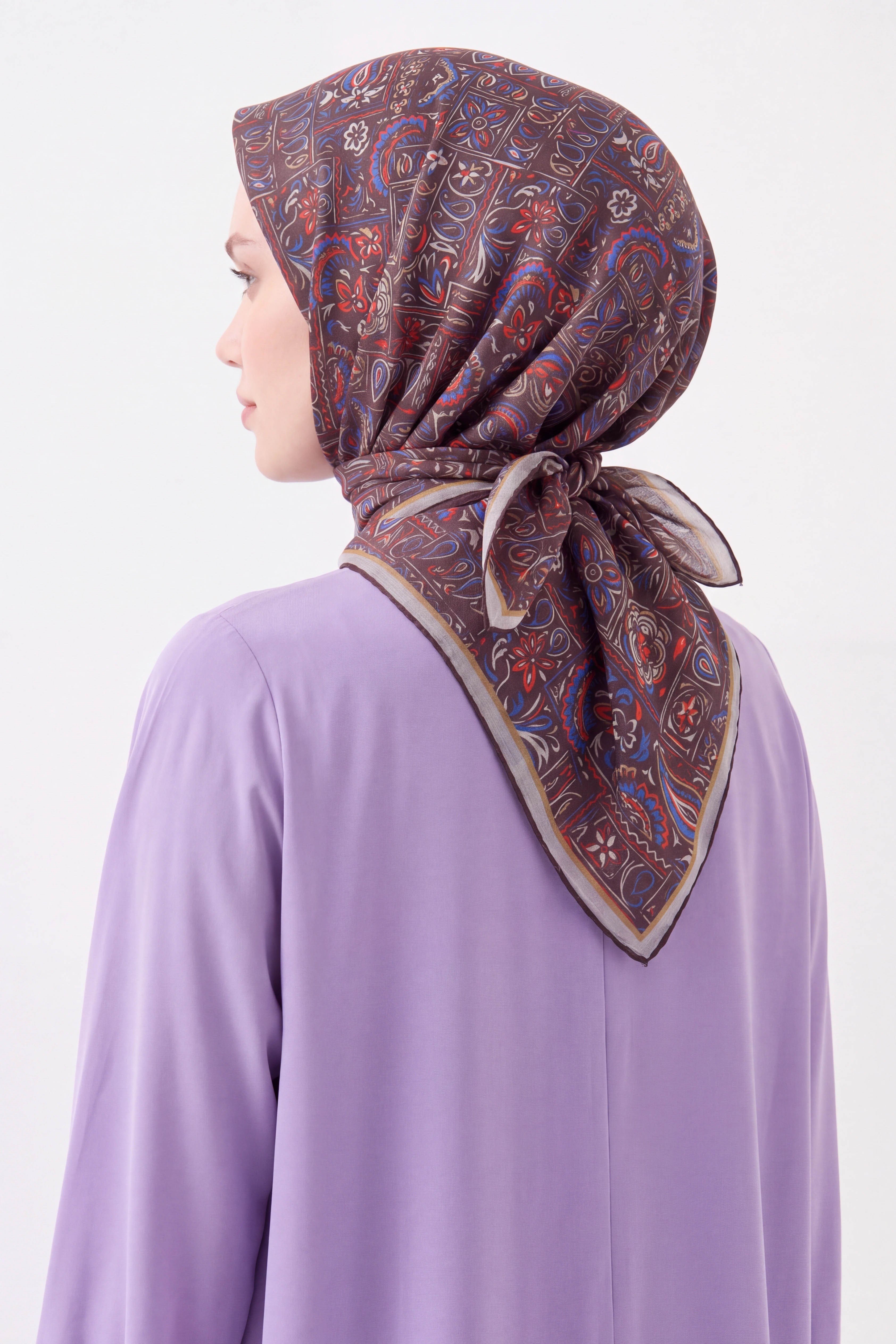 73165-16Soft Eşarp Etnik Acı Kahve