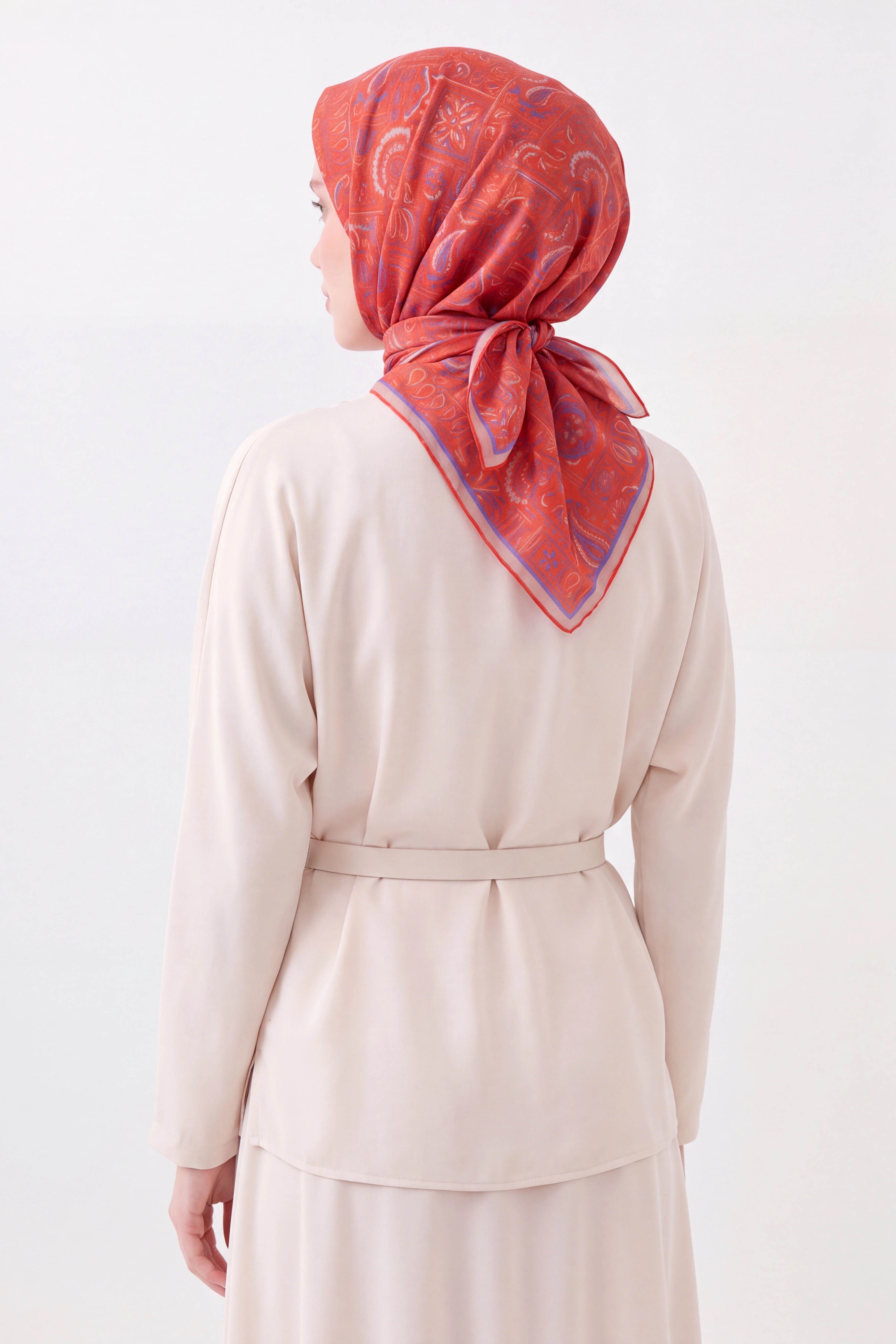 73165-21Soft Eşarp Etnik Turuncu