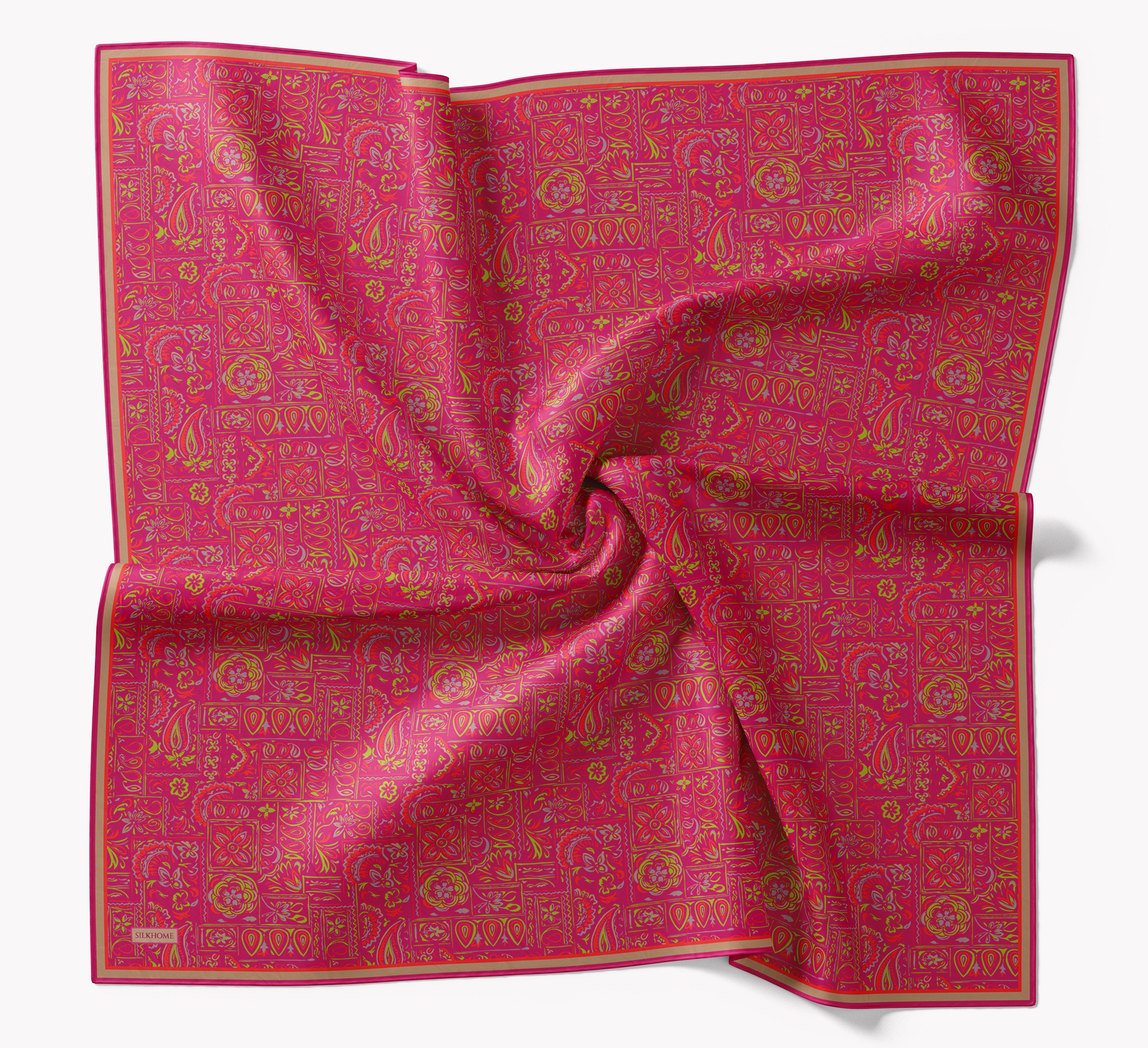 73165-22Soft Eşarp Etnik Fuşya