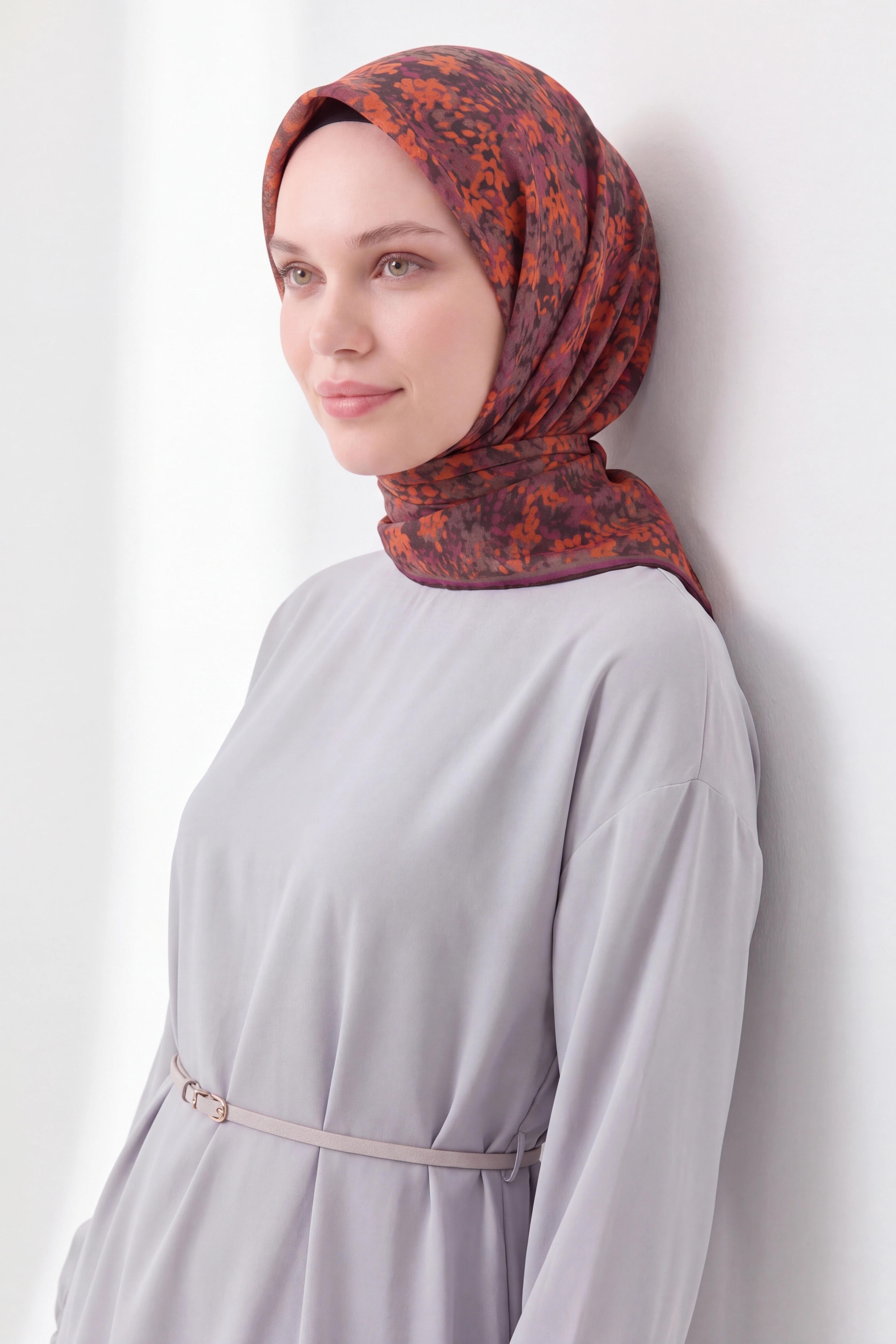 73166-16Soft Eşarp Autumn Bloom Koyu Turuncu