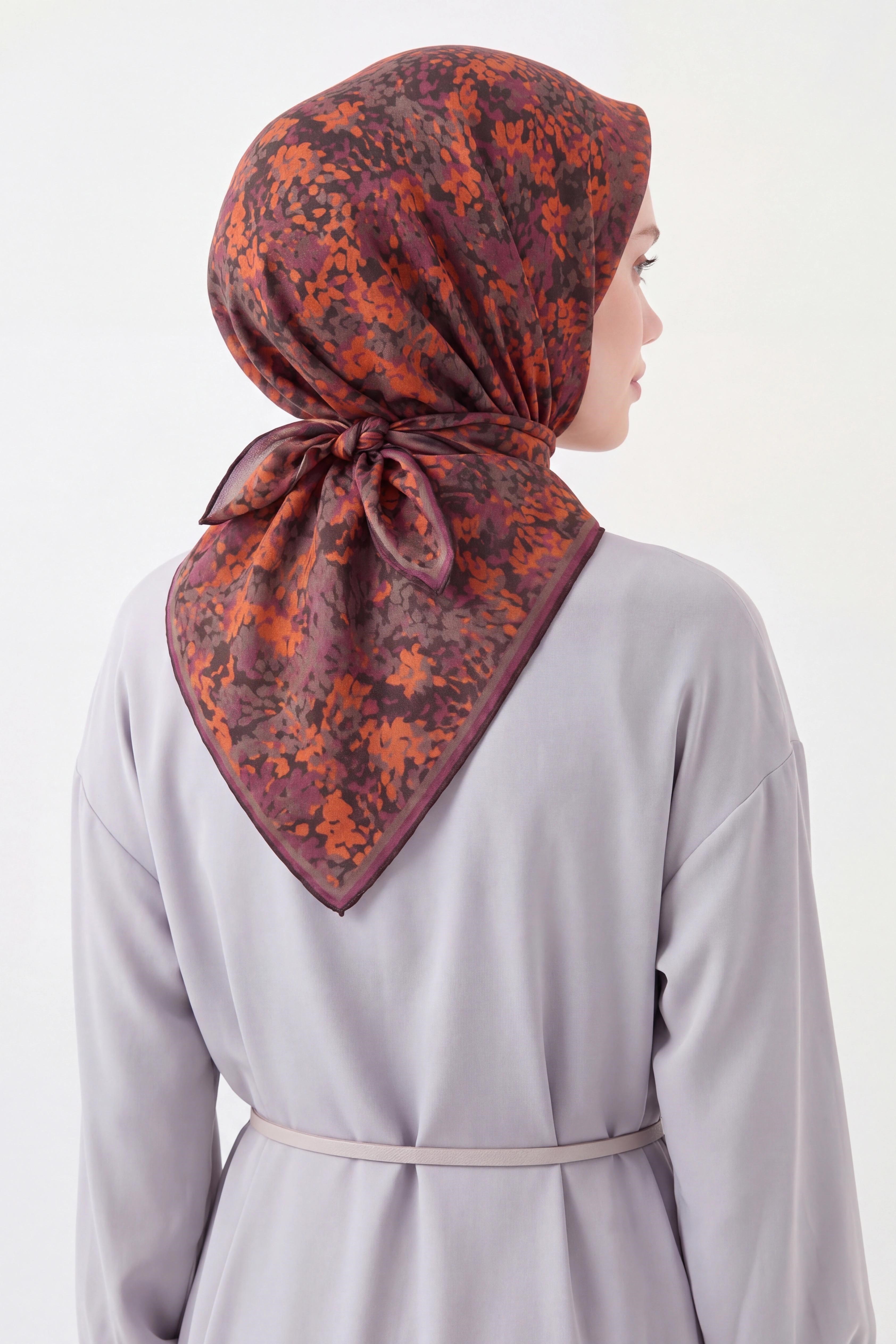 73166-16Soft Eşarp Autumn Bloom Koyu Turuncu