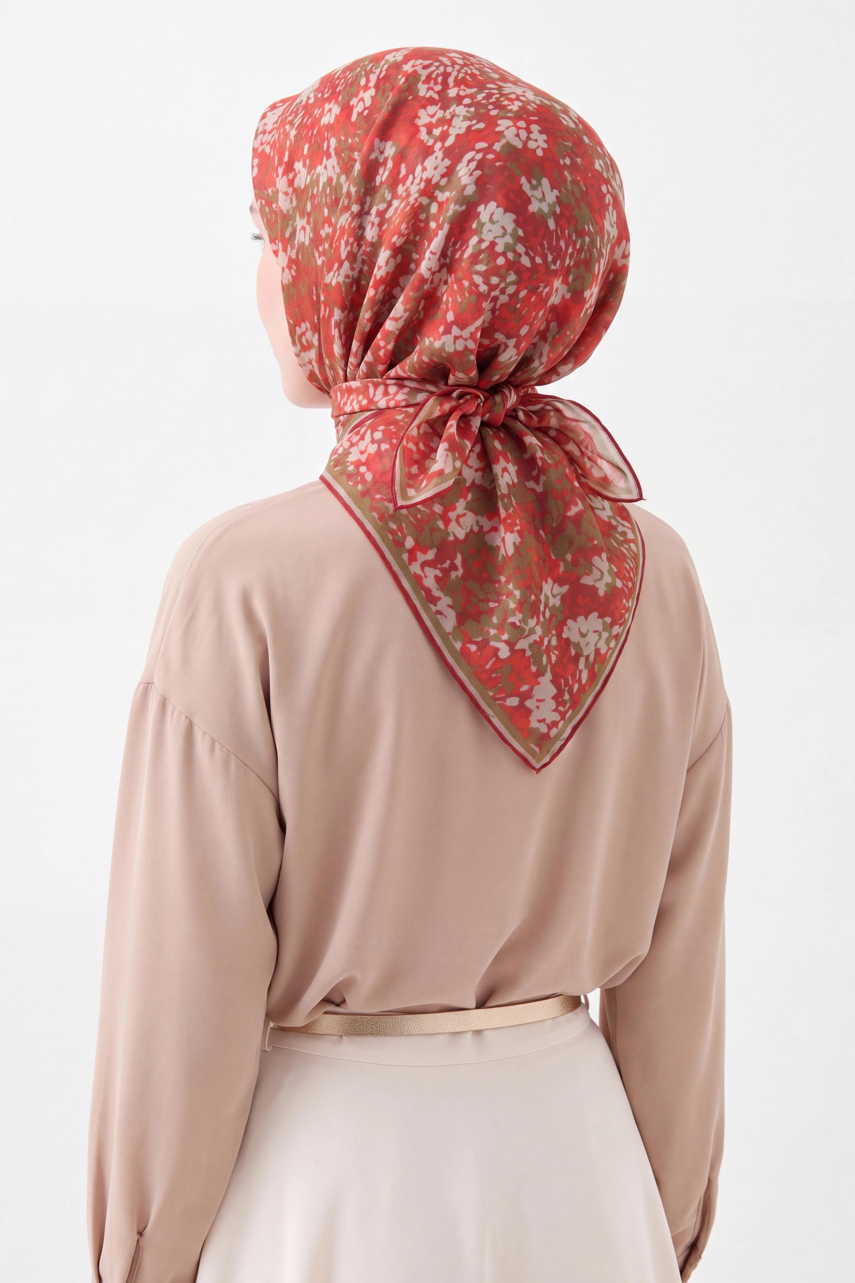 73166-17Soft Eşarp Autumn Bloom Koyu Kırmızı