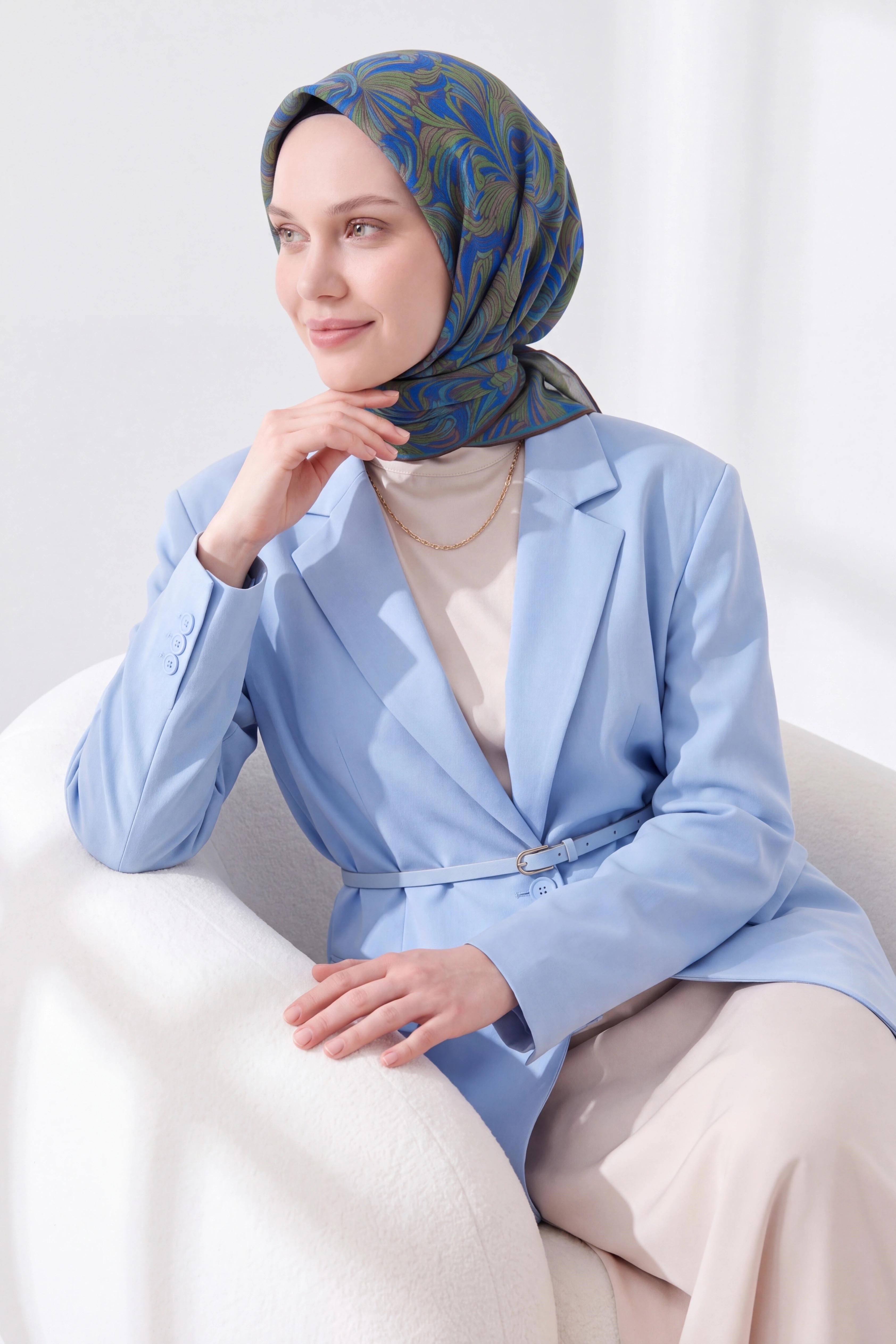 73167-11Soft Eşarp Vintage Flow Saks Mavisi