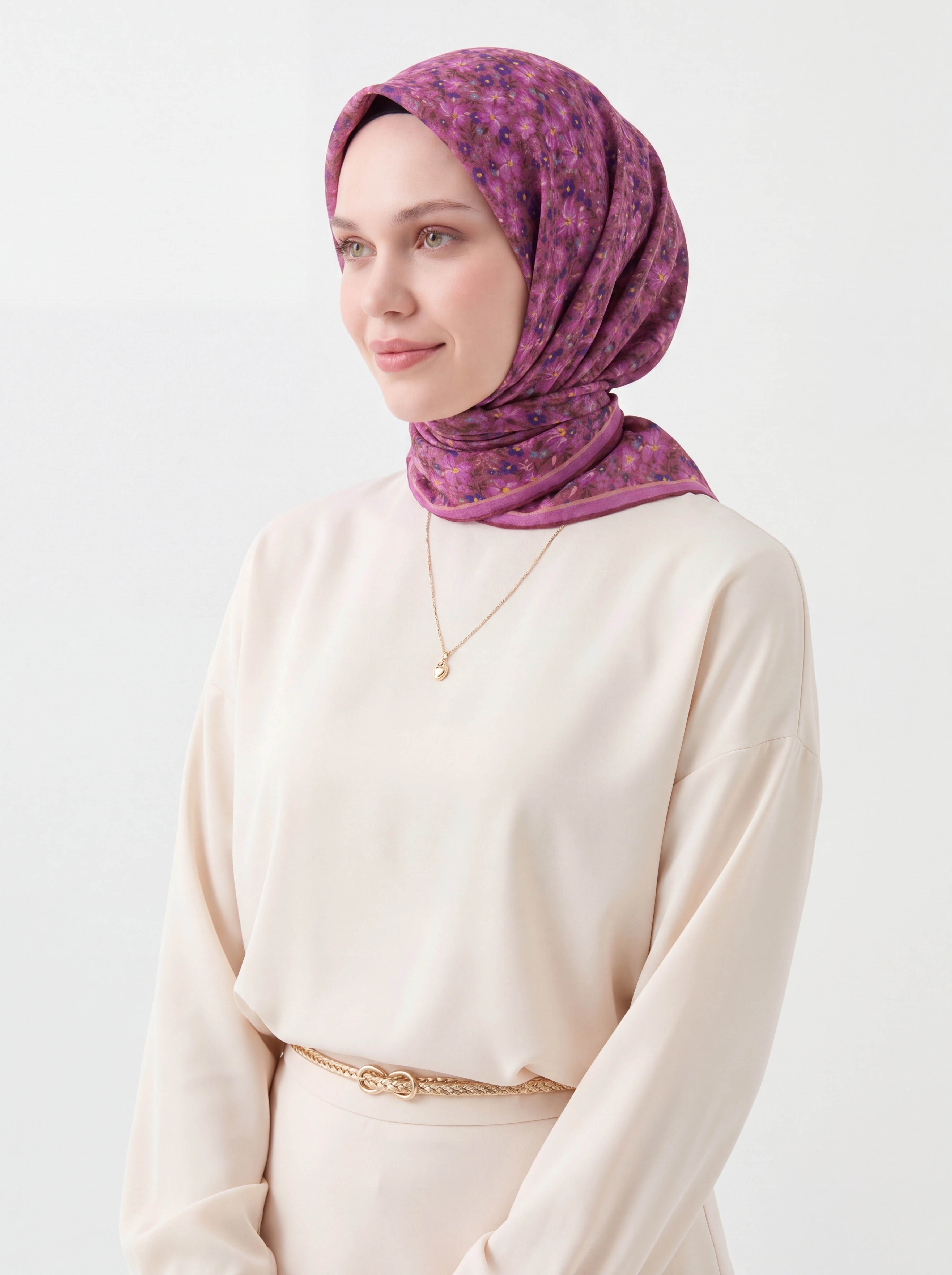 73168-02Soft Eşarp Mini Floral Pembe