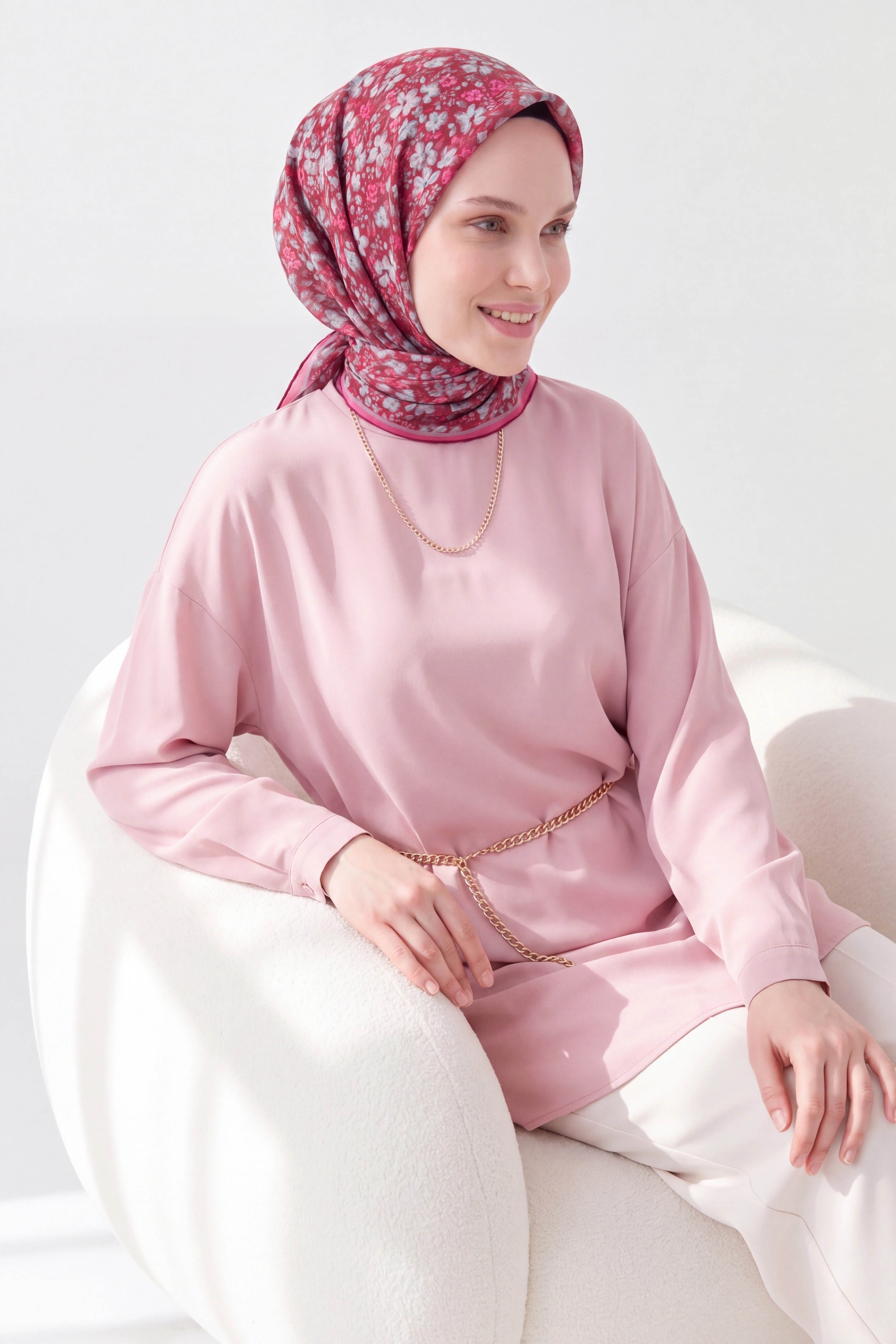 73168-03Soft Eşarp Mini Floral Bordo