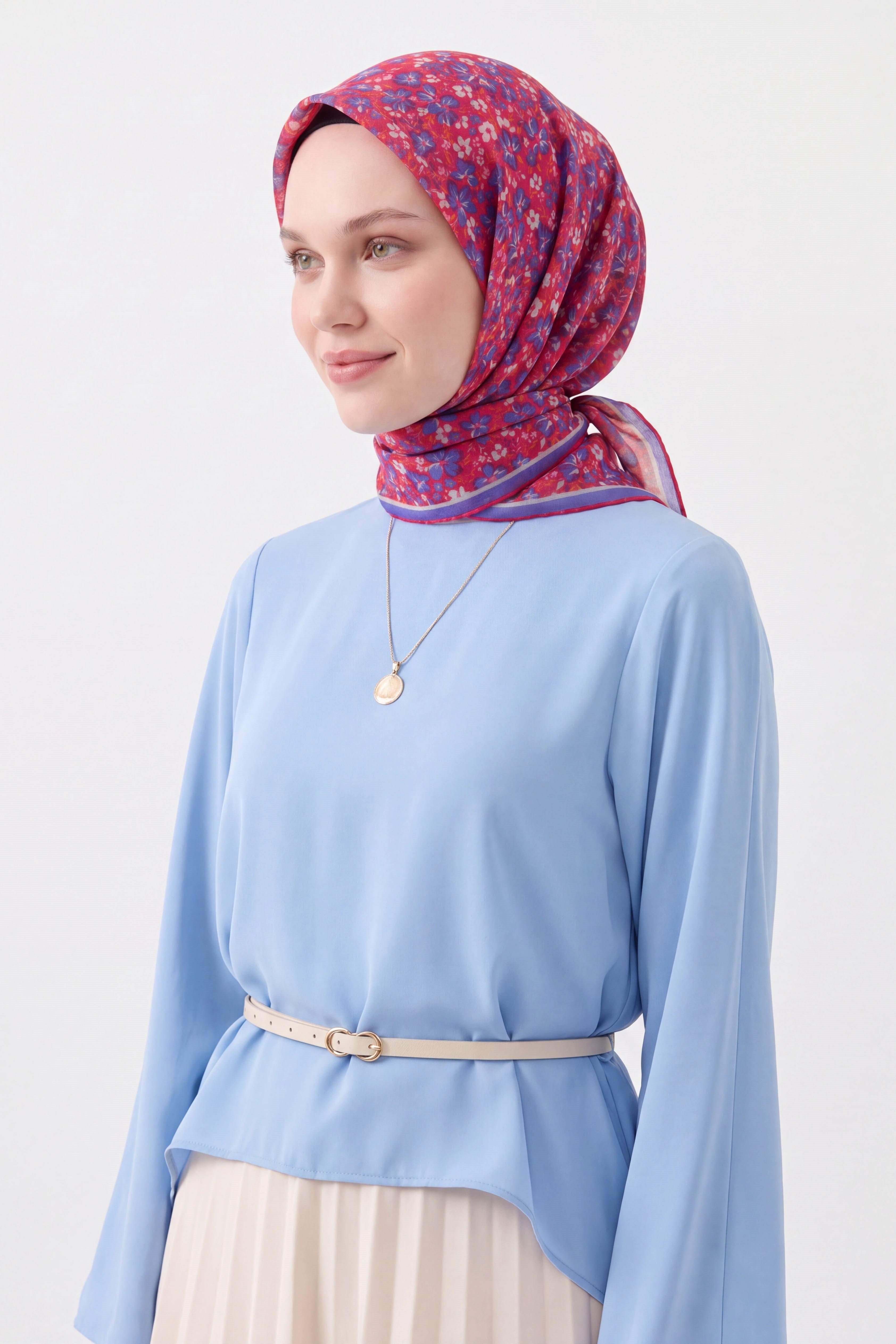 73168-04Soft Eşarp Mini Floral Fuşya