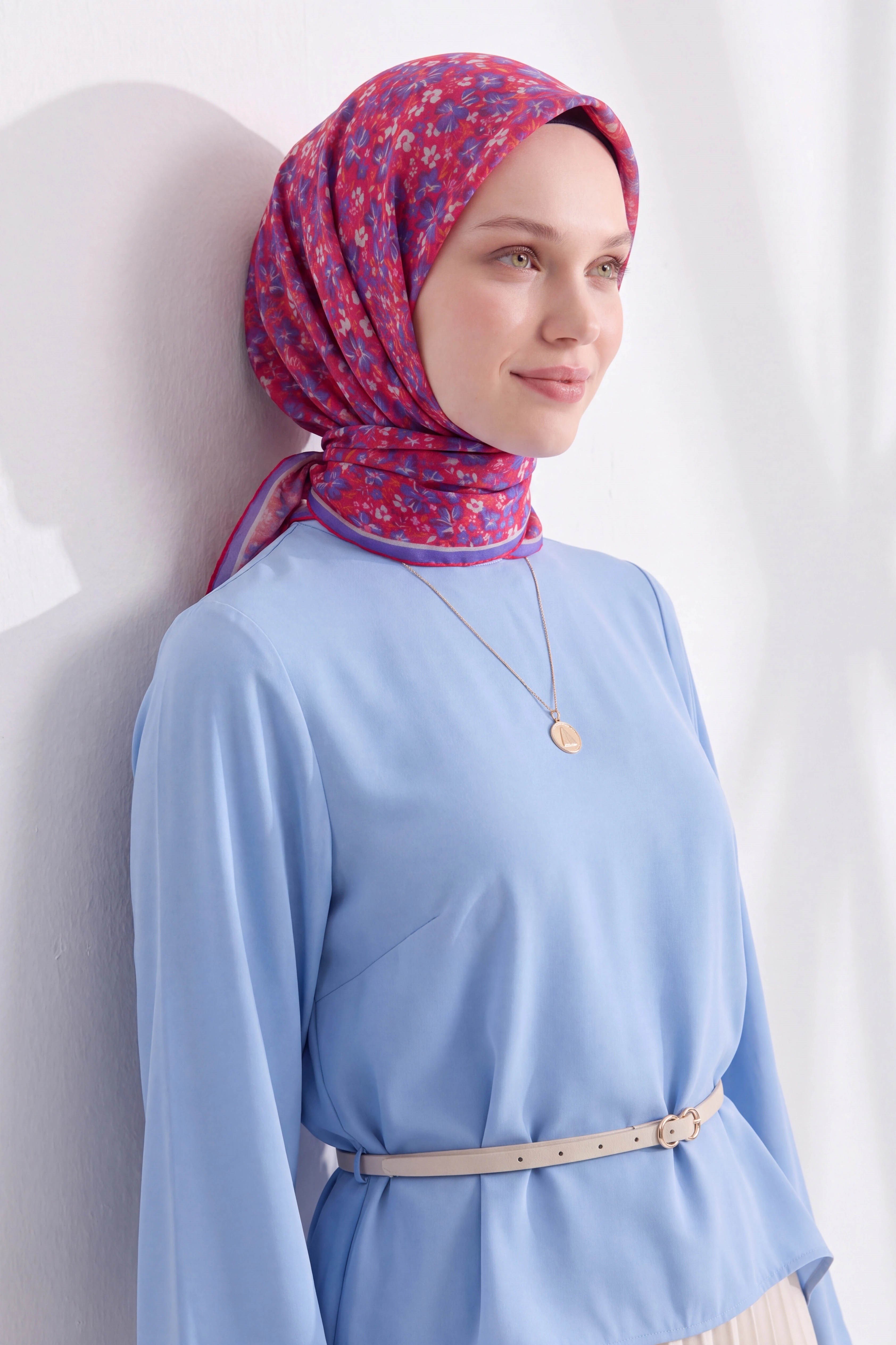 73168-04Soft Eşarp Mini Floral Fuşya
