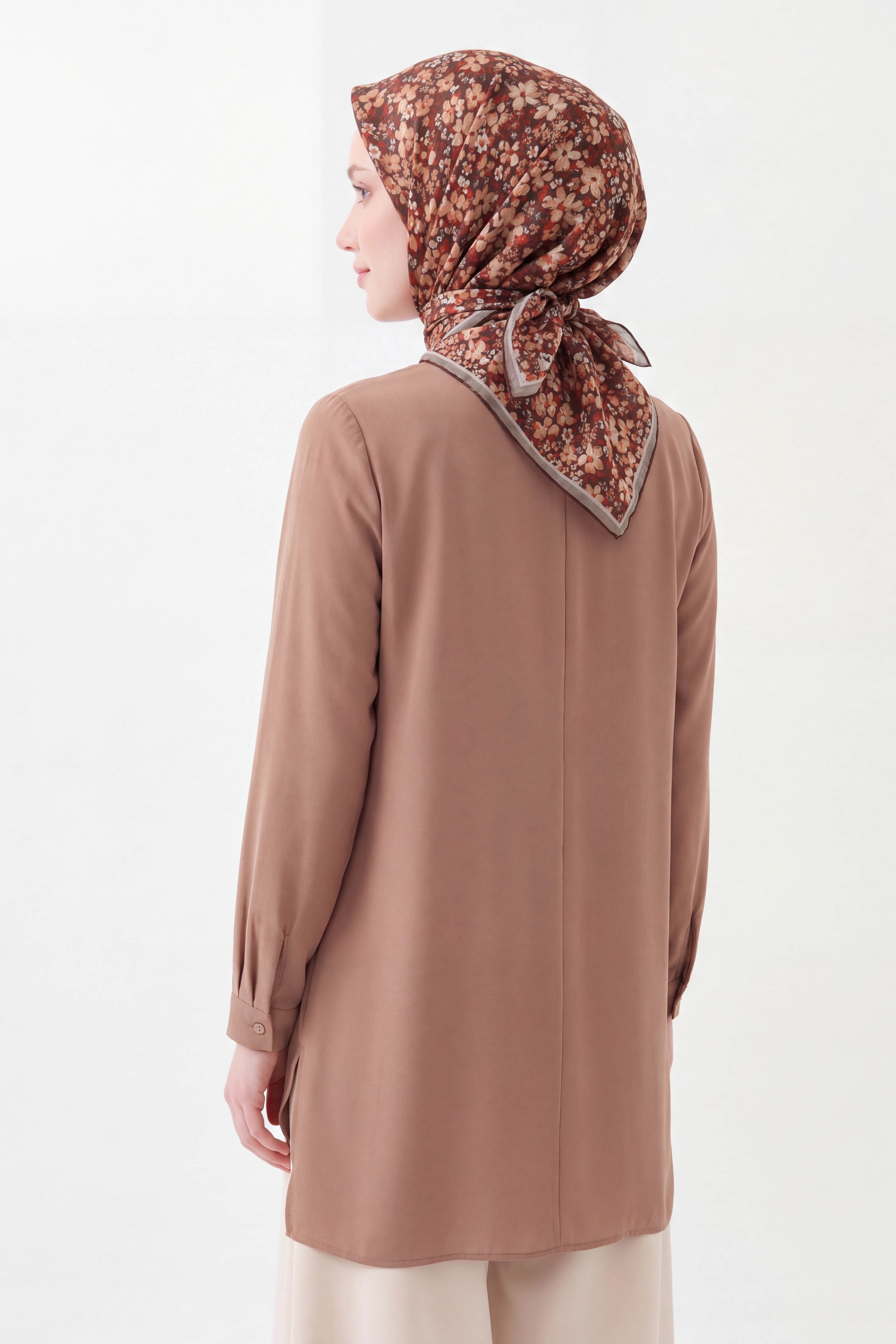 73168-07Soft Eşarp Mini Floral Kahverengi