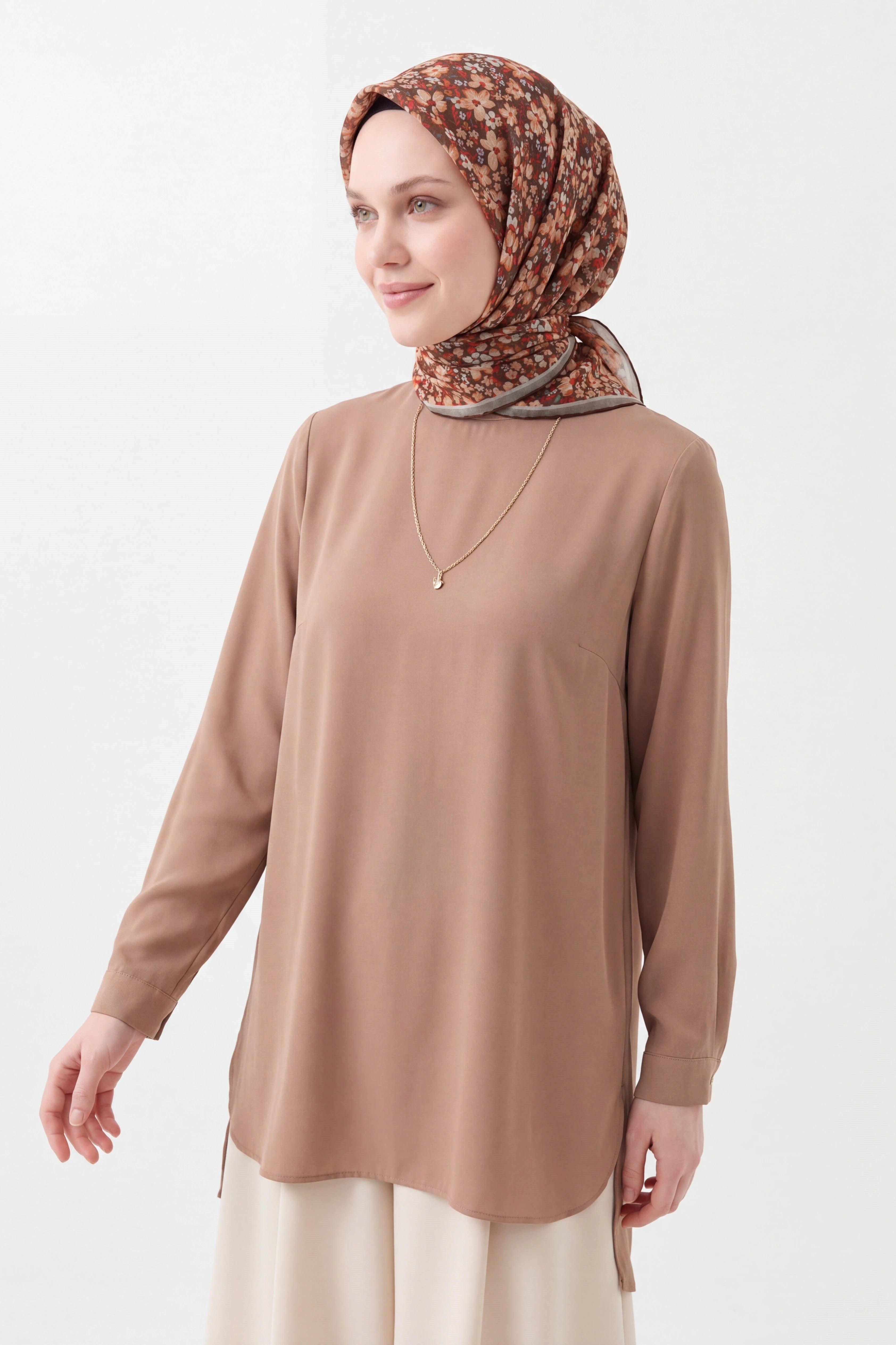 73168-07Soft Eşarp Mini Floral Kahverengi