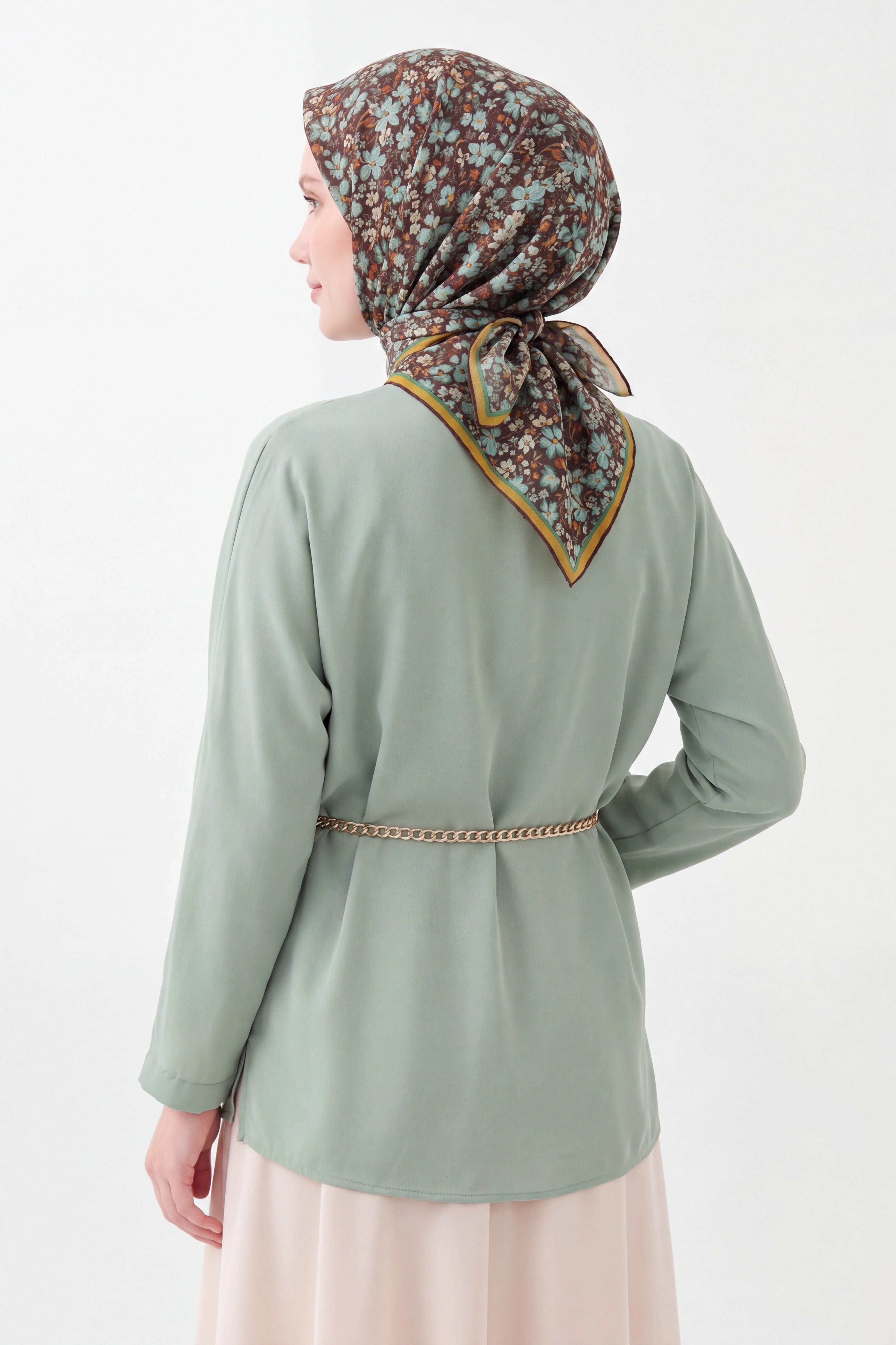 73168-09Soft Eşarp Mini Floral Acı Kahve