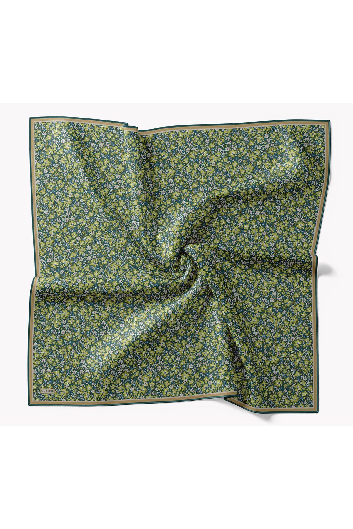 73168-11Soft Eşarp Mini Floral Patina Yeşili
