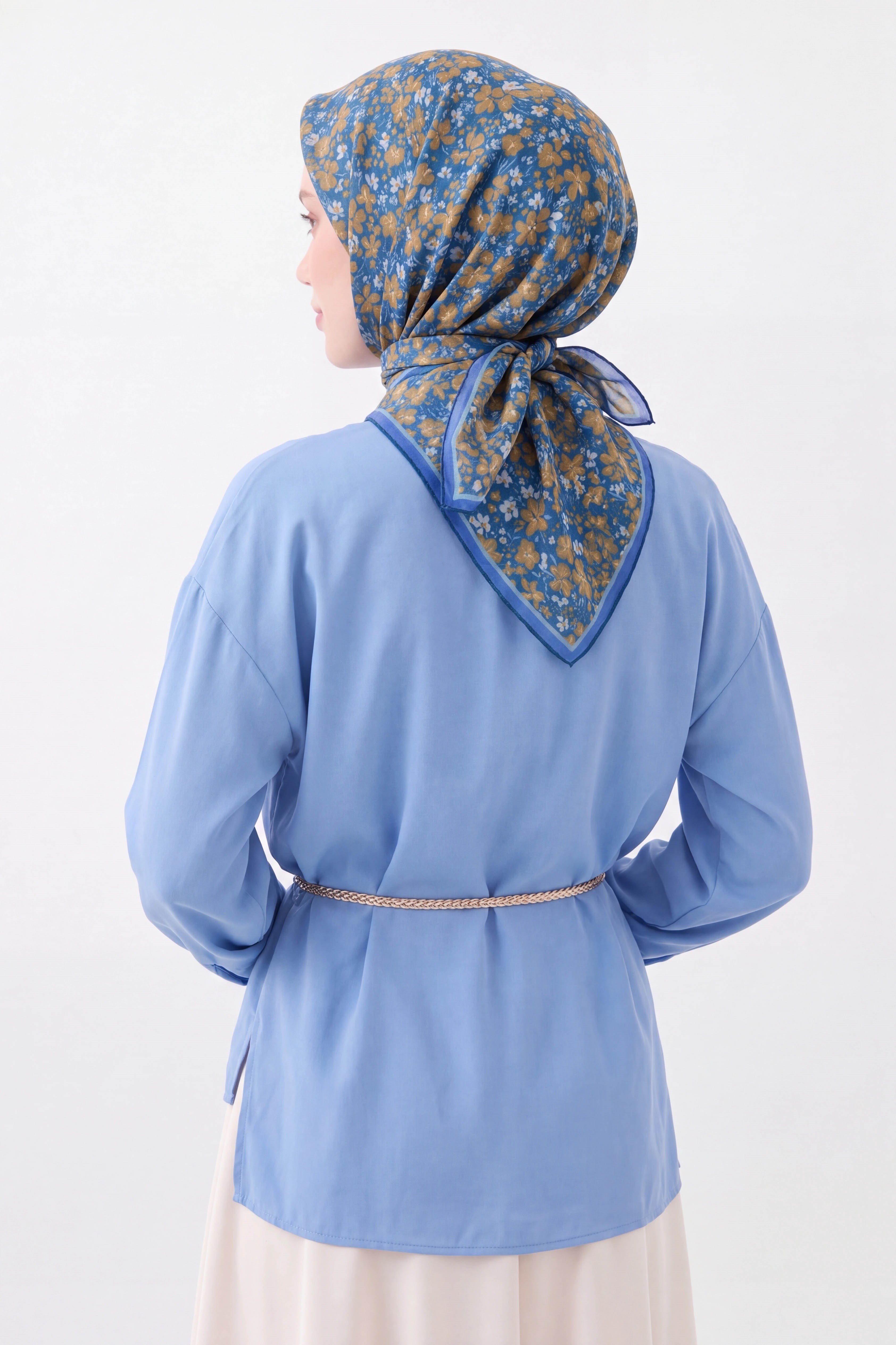 73168-16Soft Eşarp Mini Floral Mavi