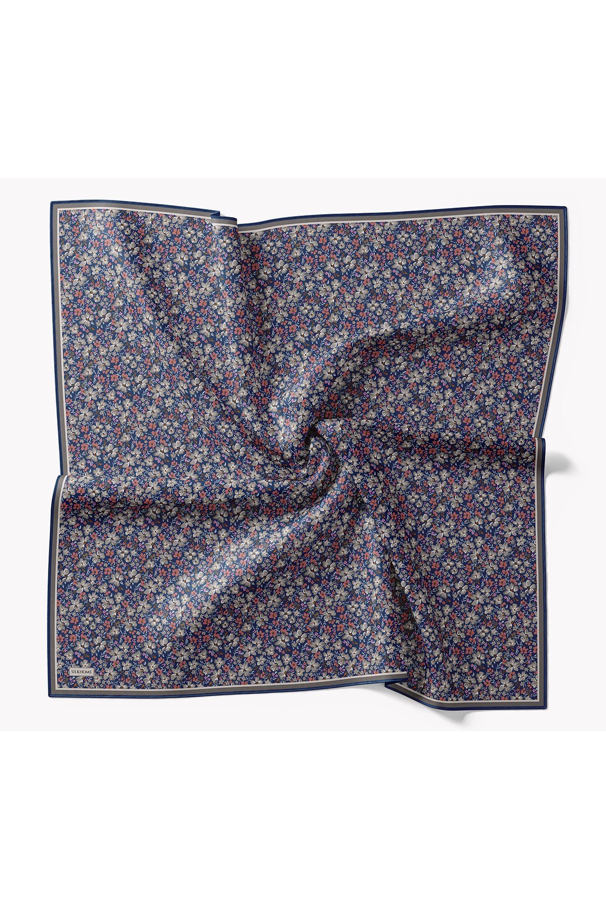 73168-17Soft Eşarp Mini Floral Gece Mavisi