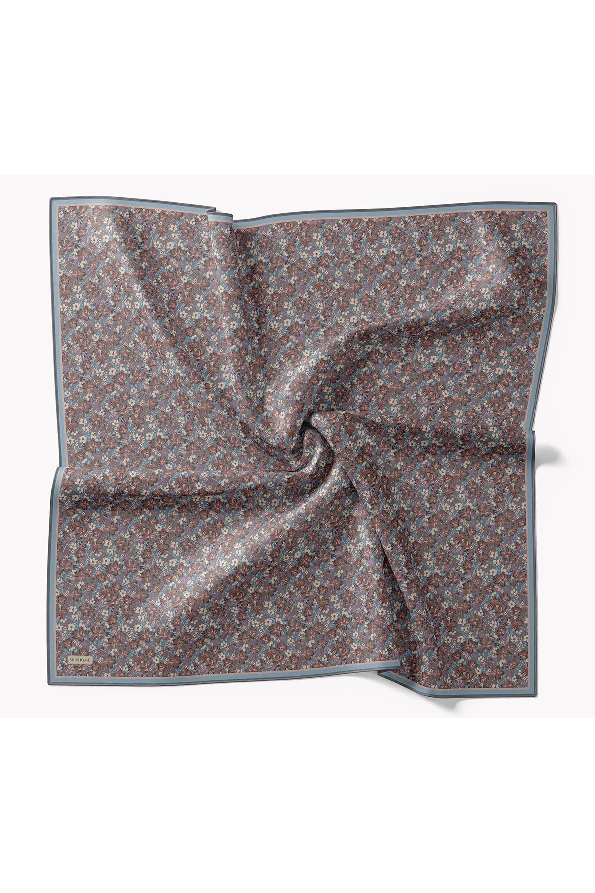 73168-18Soft Eşarp Mini Floral Mavi Gri