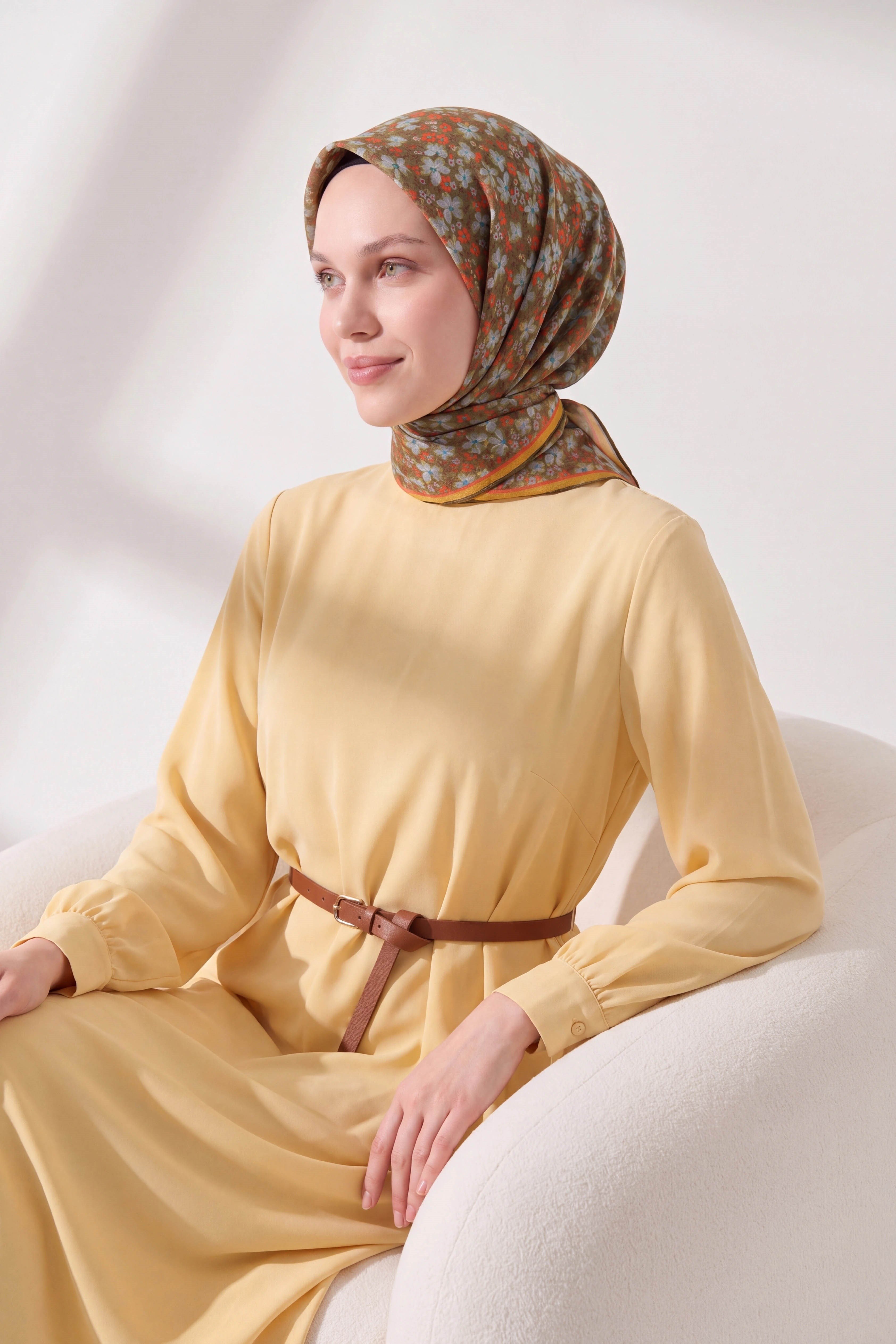 73168-21Soft Eşarp Mini Floral Yeşil