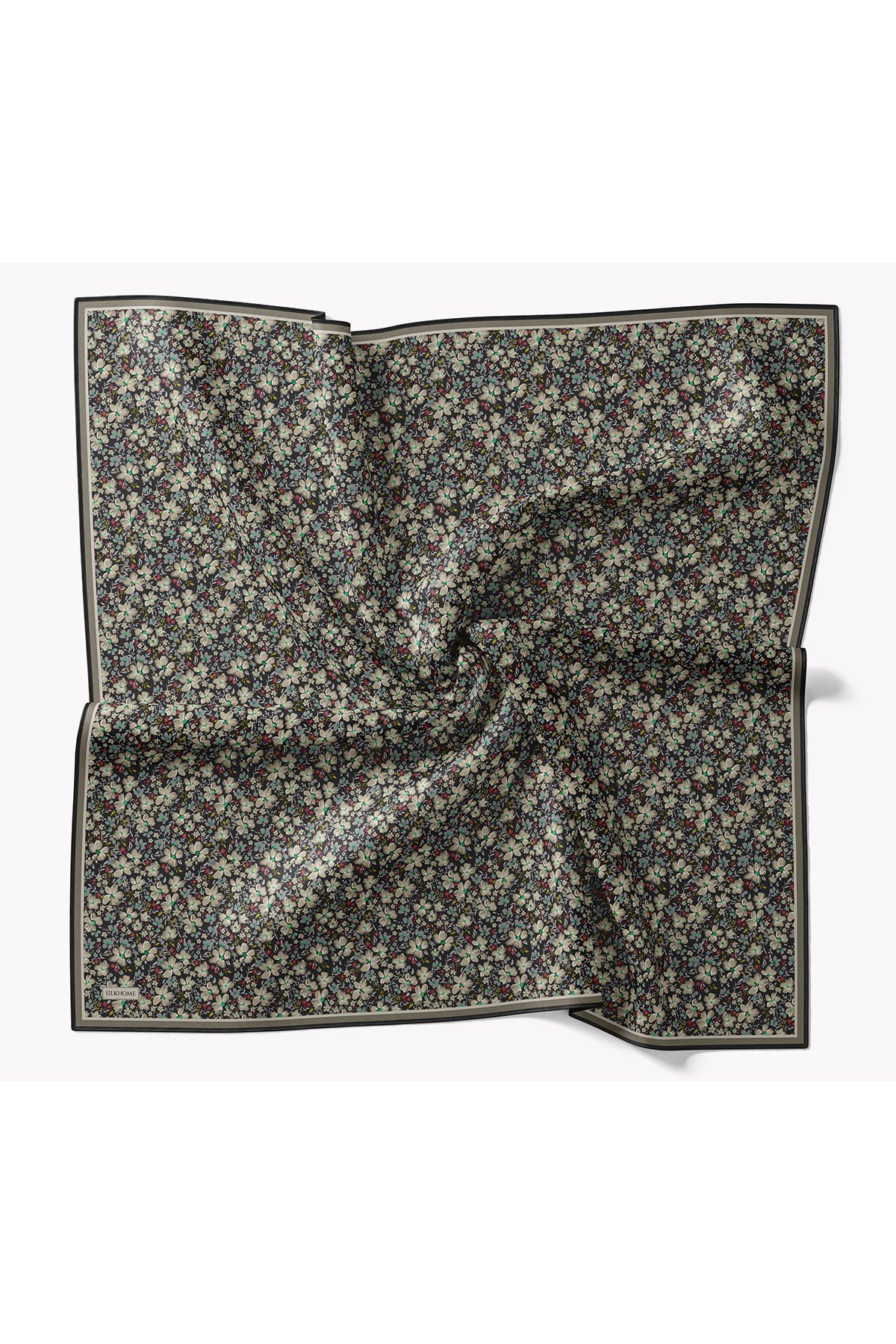 73168-24Soft Eşarp Mini Floral Siyah