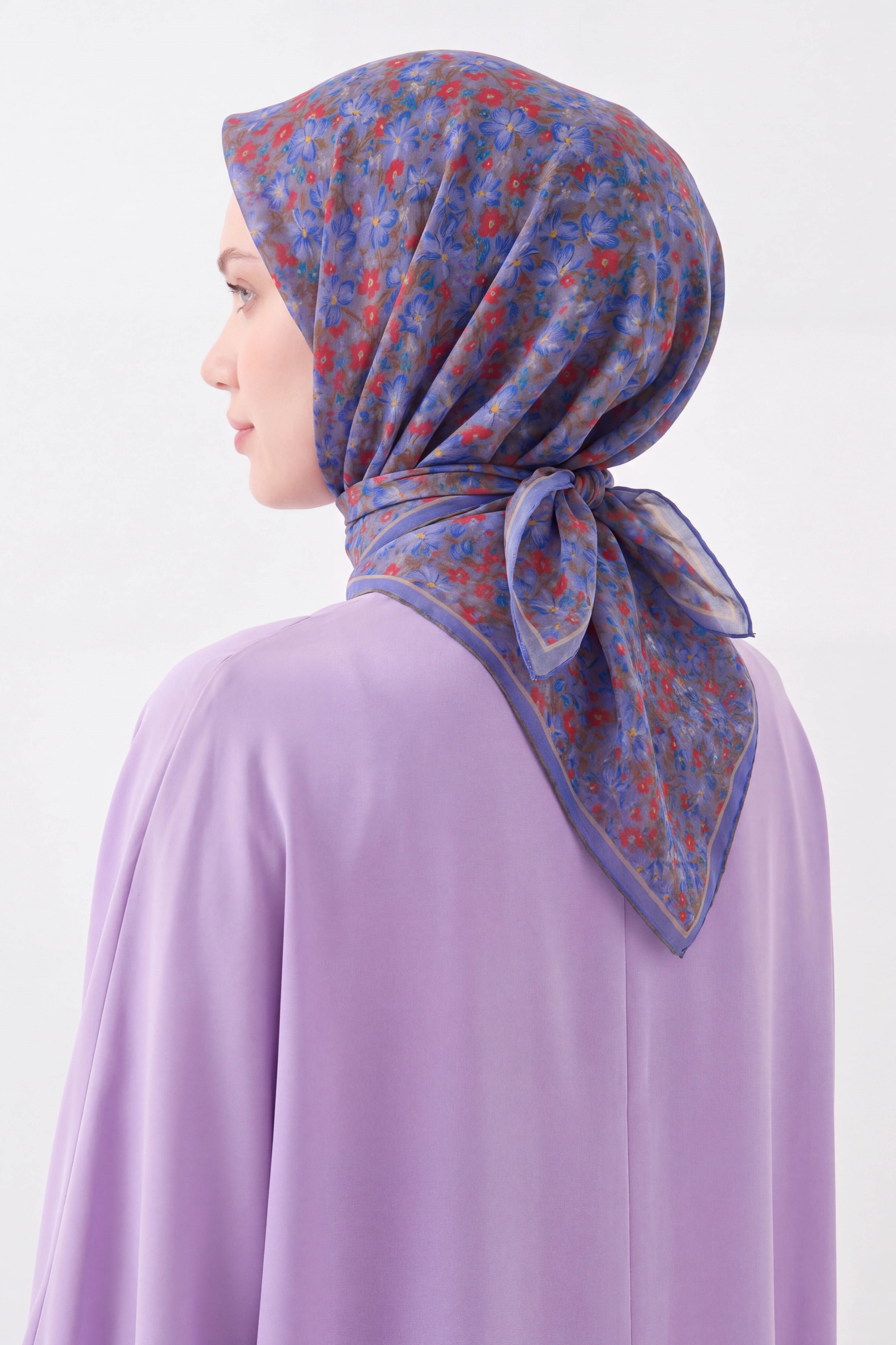 73168-25Soft Eşarp Mini Floral Lila