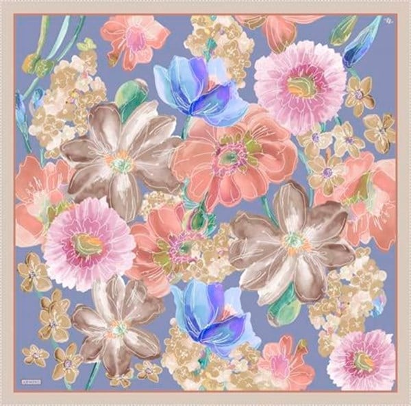 Armine Çiçek Desenli Saf İpek Sura Eşarp 9318D 07