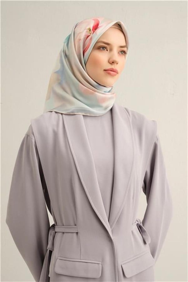 Armine Çiçek Desenli Saf İpek Sura Eşarp 9305D 80