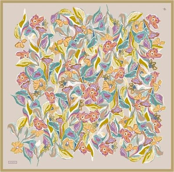 Armine Çiçek Desenli Saf İpek Twill Eşarp 9332D 07