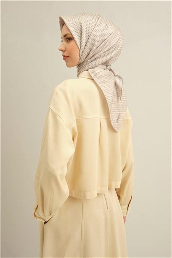 Armine Çiçek Desenli Saf İpek Twill Eşarp 9307D 03