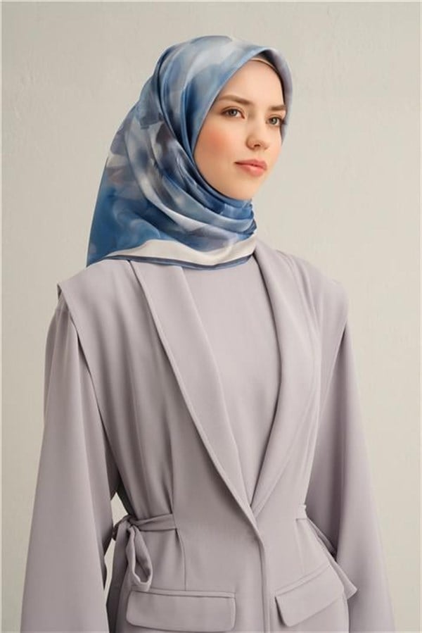 Armine Çiçek Desenli Saf İpek Twill Eşarp 9310D 38
