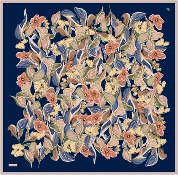 Armine Çiçek Desenli Saf İpek Twill Eşarp 9332D 37