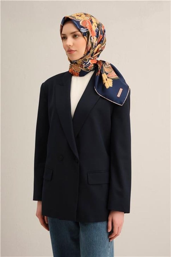 Armine Çiçek Desenli Saf İpek Twill Eşarp 9332D 37