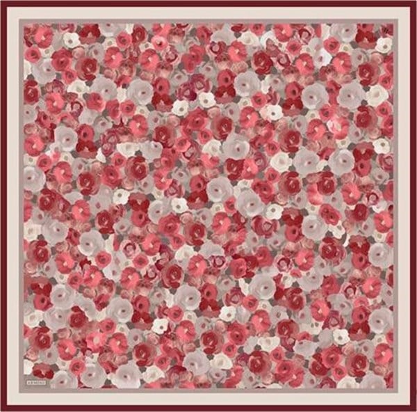 Armine Çiçek Desenli Saf İpek Twill Eşarp 9300D 04
