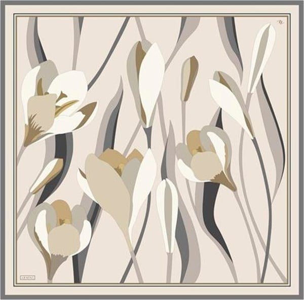 Armine Çiçek Desenli Saf İpek Twill Eşarp 9302 38