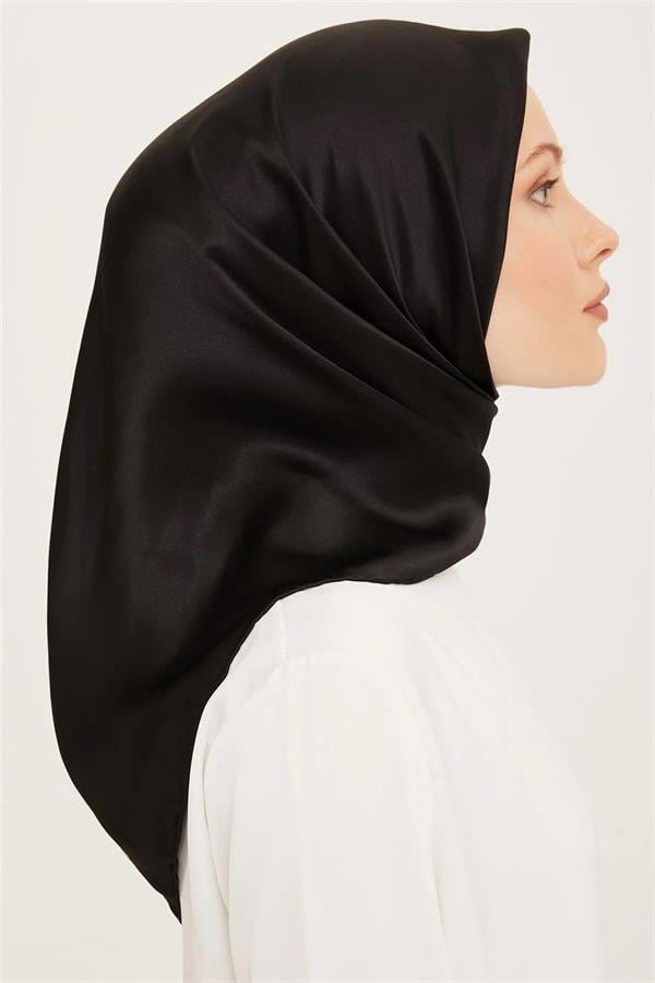 Armine Düz Siyah Nostalji Serisi Twill İpek  Eşarp 0010-01NT