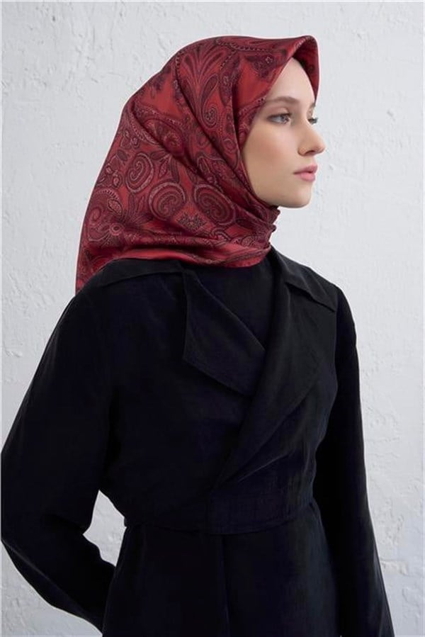 Armine Etnik Desen Saf İpek Twill Eşarp 9421D 85