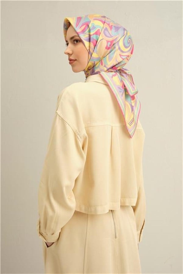 Armine Etnik Desenli Saf İpek Twill Eşarp 9323D 55