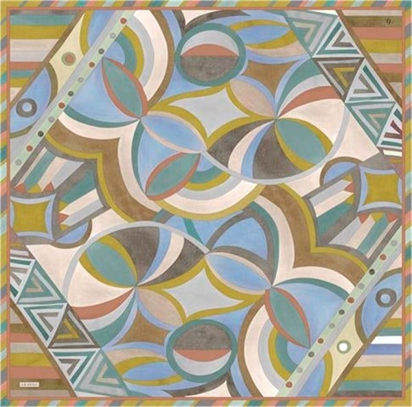 Armine Geometrik Desenli Saf İpek Twill Eşarp 9336D 80