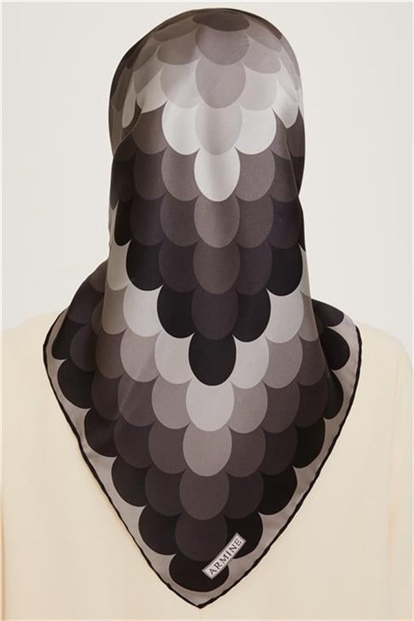 Armine Geometrik Desenli Twill Saf İpek Eşarp 9212D 81 81