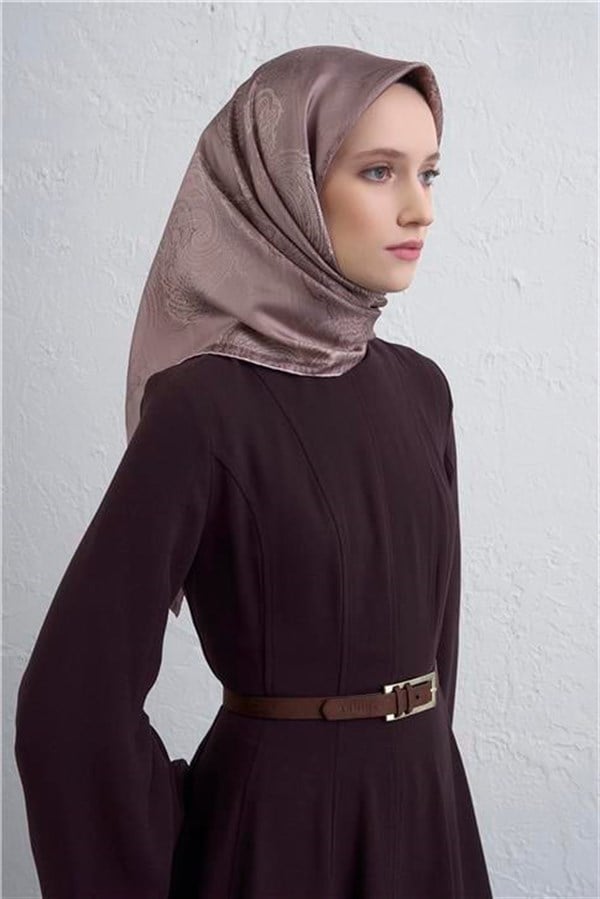 Armine Klasik Desenli Saf İpek Twill Eşarp 9428D 37