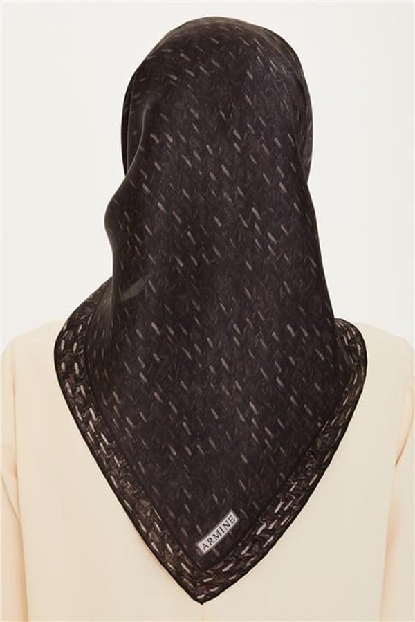 Armine Klasik Desenli Twill Saf İpek Eşarp 9230D 50