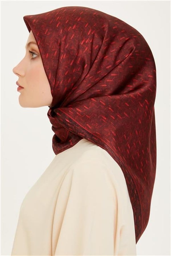 Armine Klasik Desenli Twill Saf İpek Eşarp 9230D 85