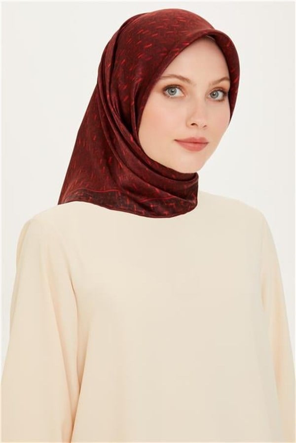 Armine Klasik Desenli Twill Saf İpek Eşarp 9230D 85