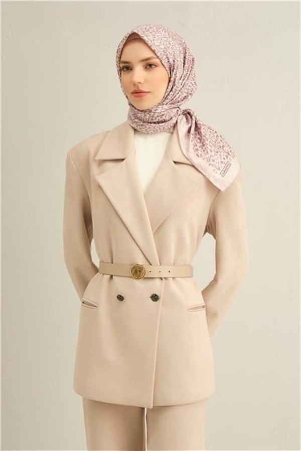Armine Leopar Desenli Saf İpek Twill Eşarp 9352D 82
