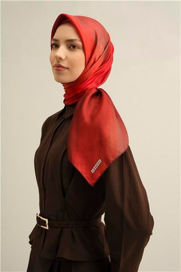 Armine Soyut Desenli Saf İpek Twill Eşarp 9308D 34