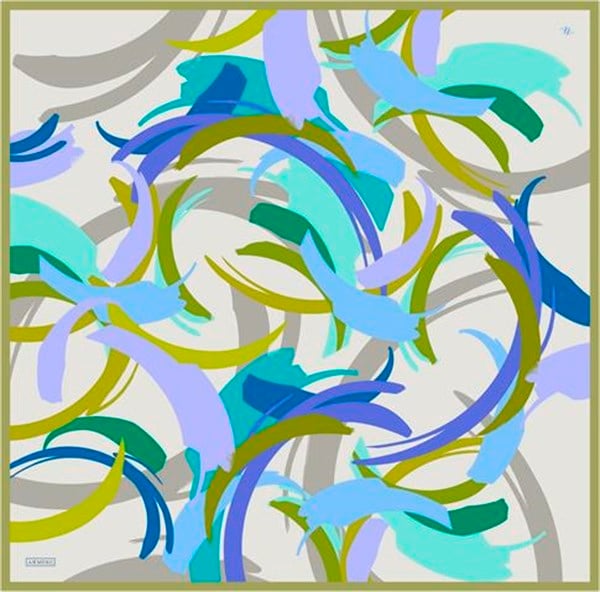 Armine Soyut Desenli Saf İpek Twill Eşarp 9328D 01