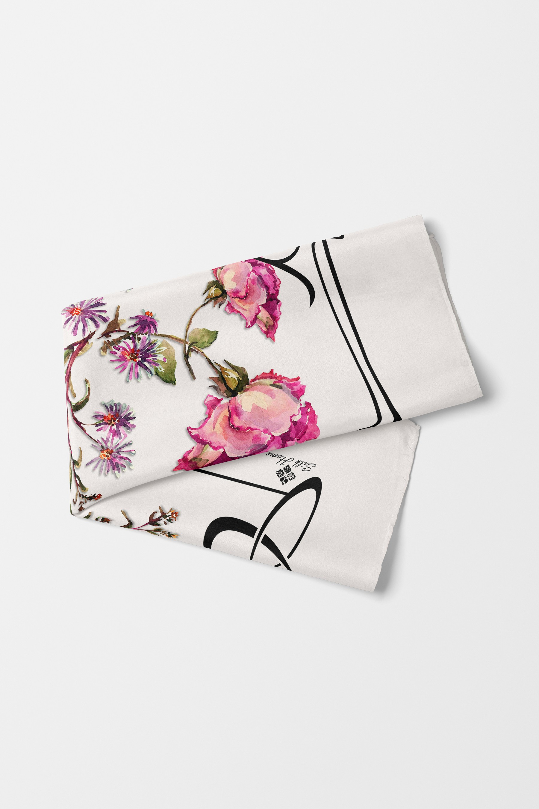 Bandana Çiçek Desen Pudra