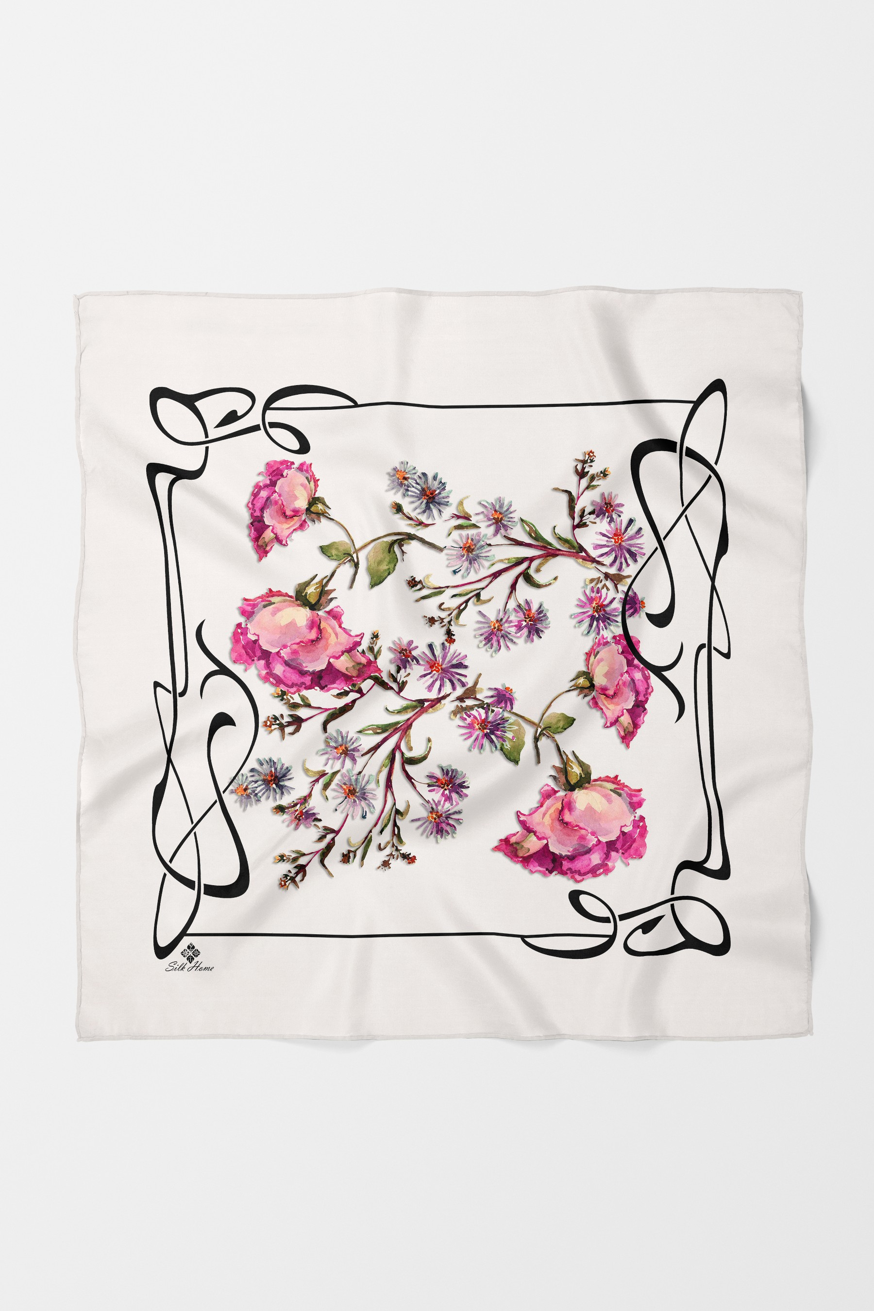 Bandana Çiçek Desen Pudra