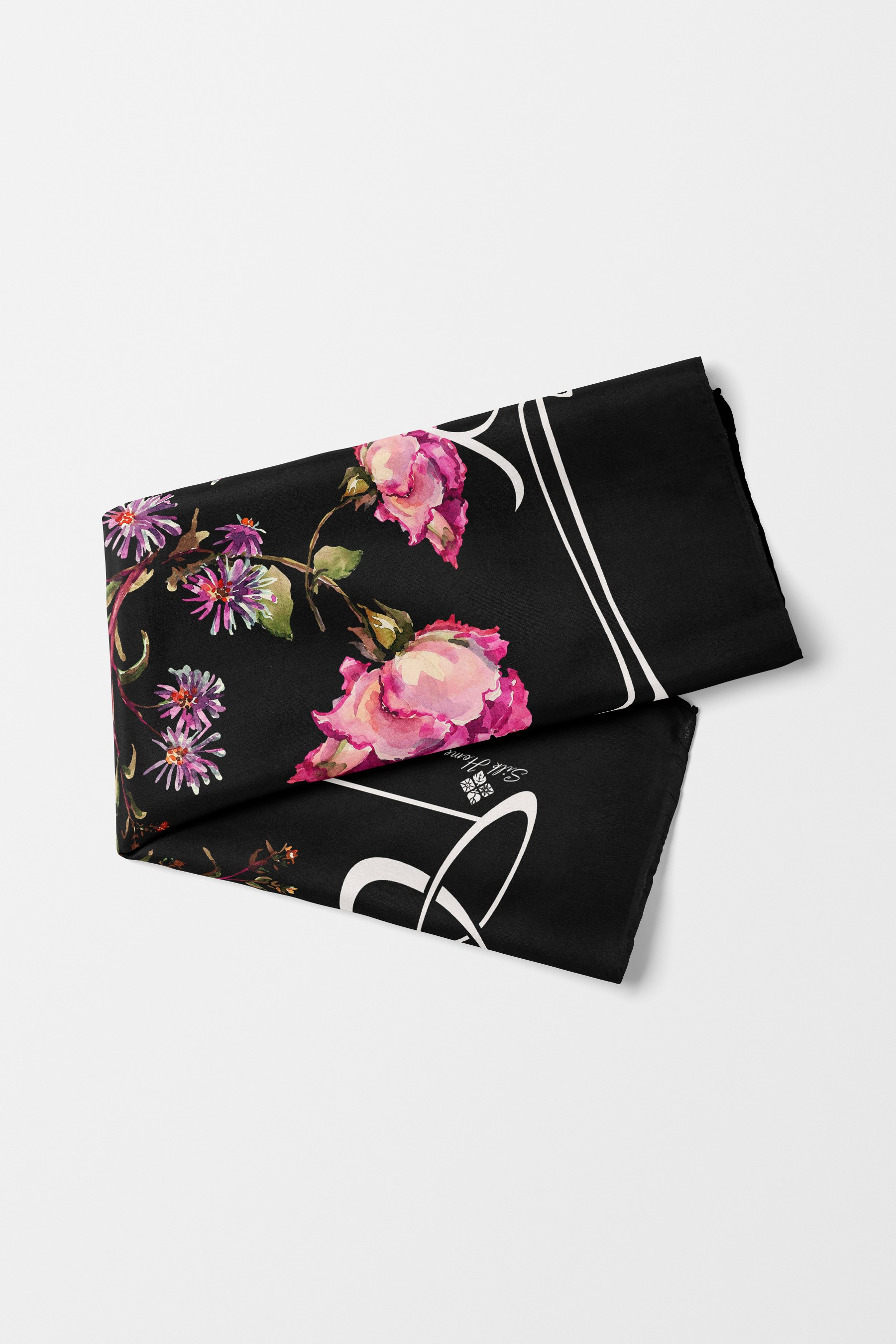 Bandana Çiçek Desen Siyah