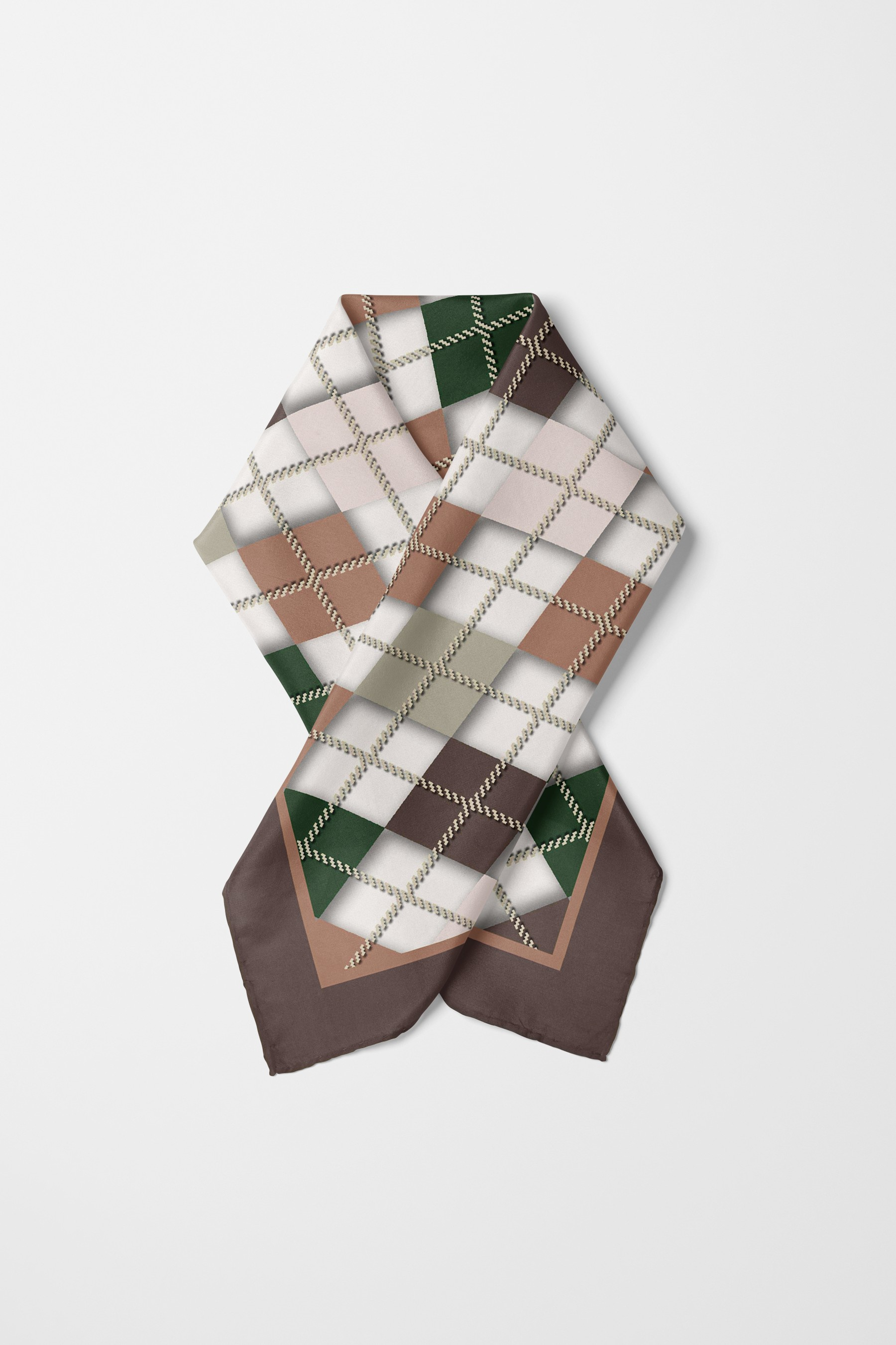 Bandana Ekose Desen Kahverengi